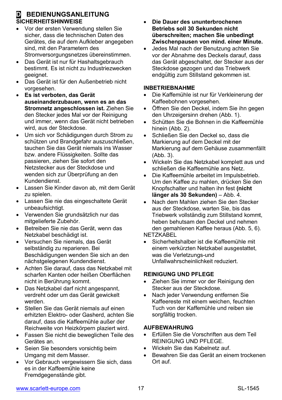 Scarlett SL-1545 User Manual | Page 17 / 18