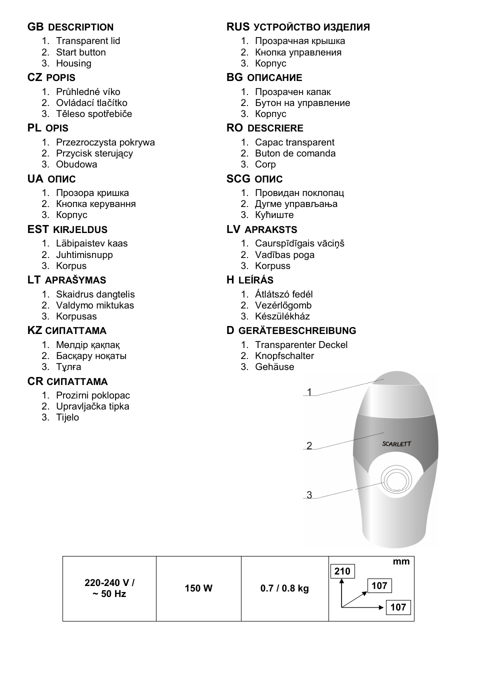 Scarlett SL-1545 User Manual | Page 2 / 18