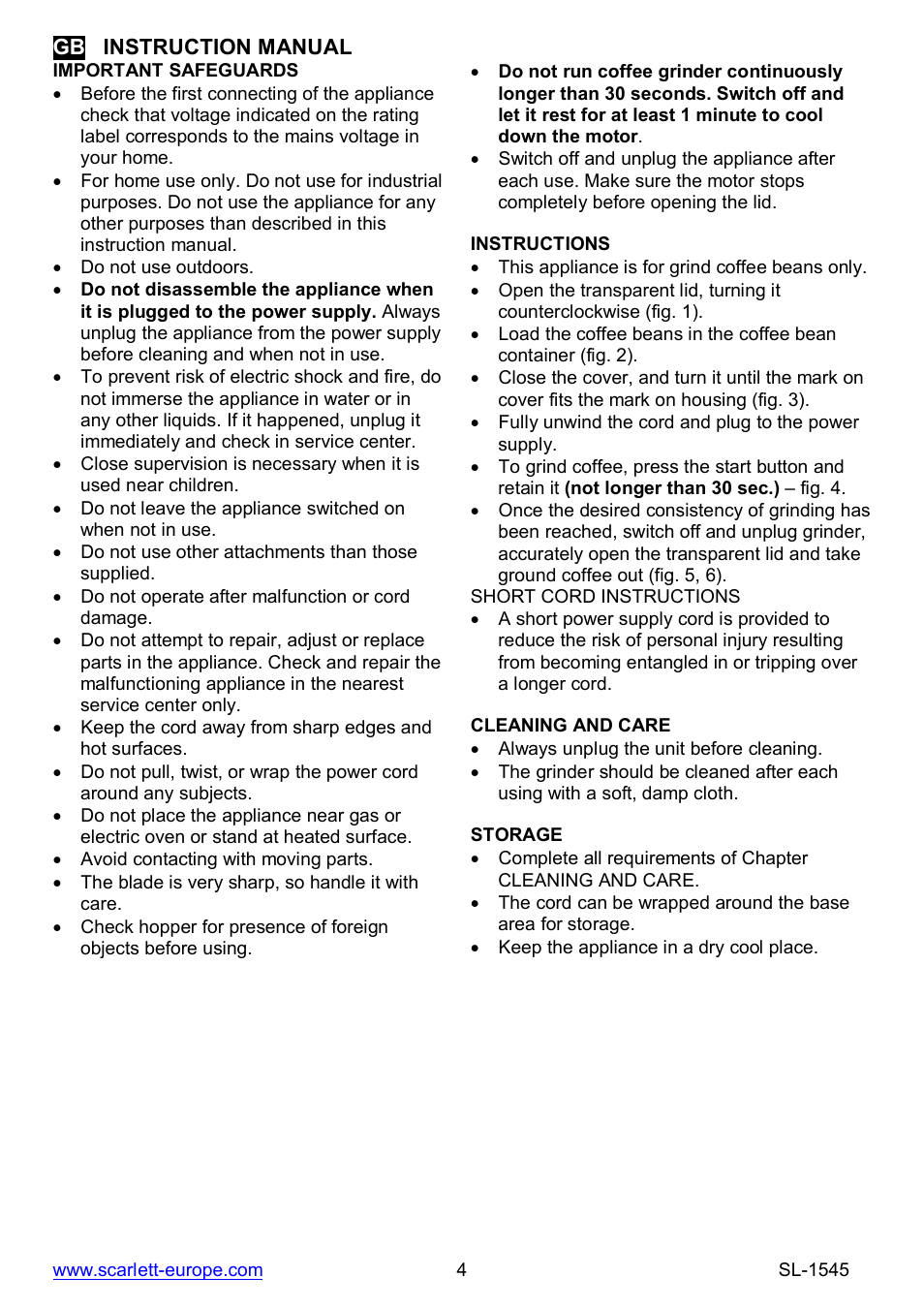 Scarlett SL-1545 User Manual | Page 4 / 18