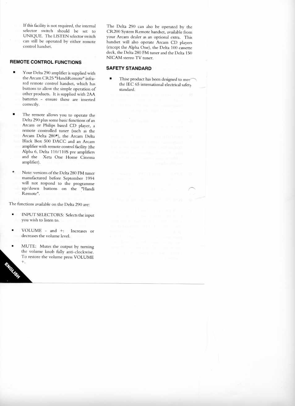 Arcam Delta 290 User Manual | Page 7 / 7