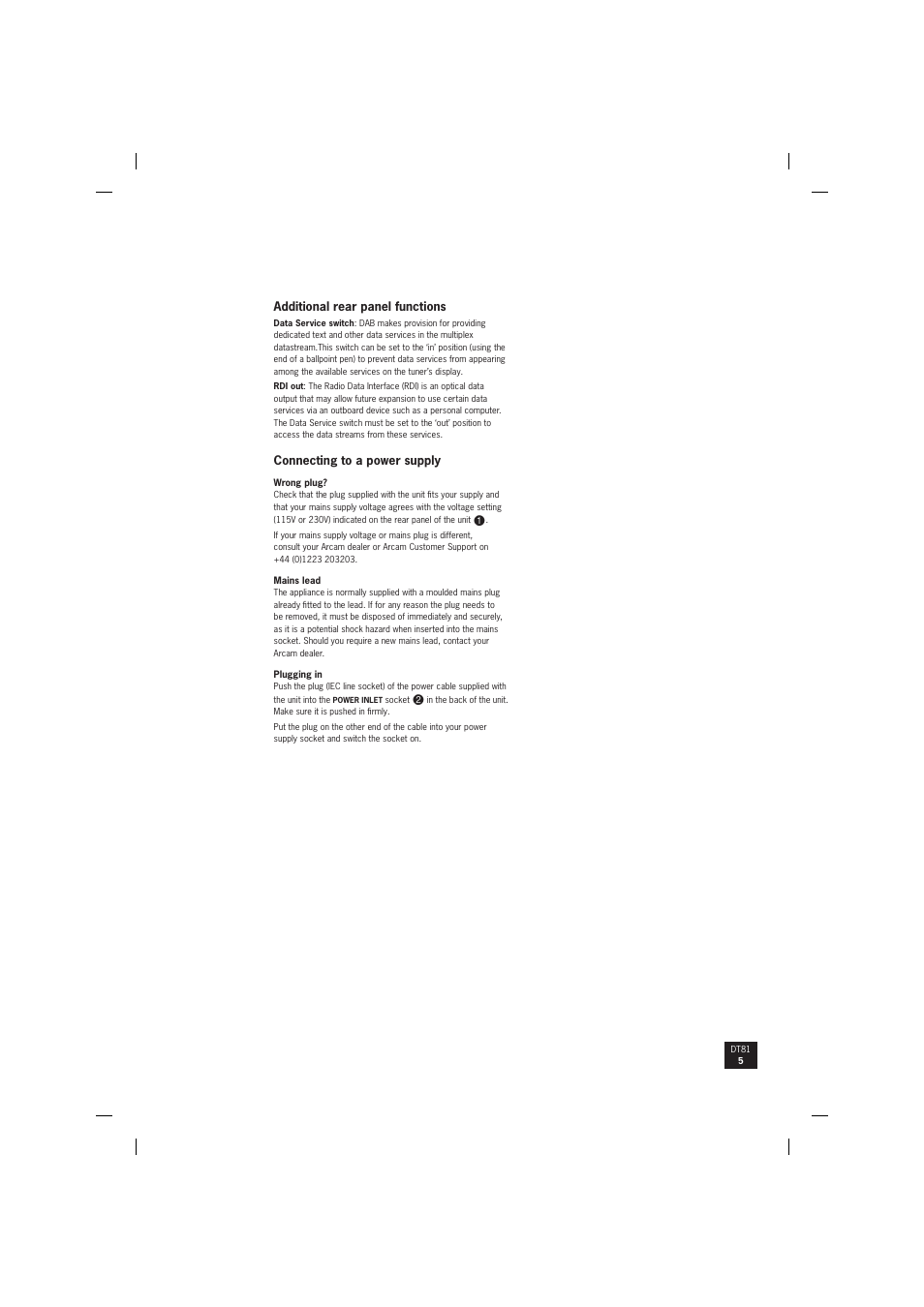 Arcam digital radio tuner DT81 User Manual | Page 5 / 12