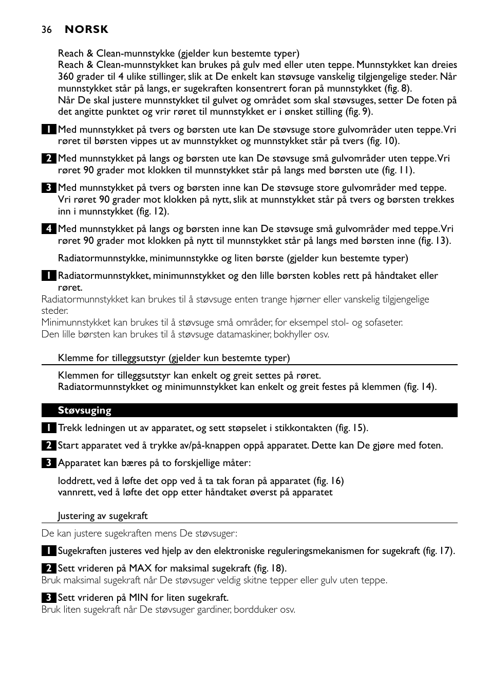 Philips Aspirateur avec sac User Manual | Page 36 / 64