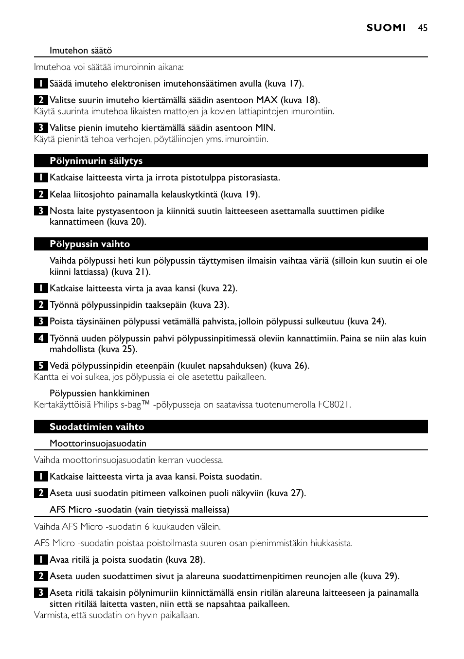 Philips Aspirateur avec sac User Manual | Page 45 / 64