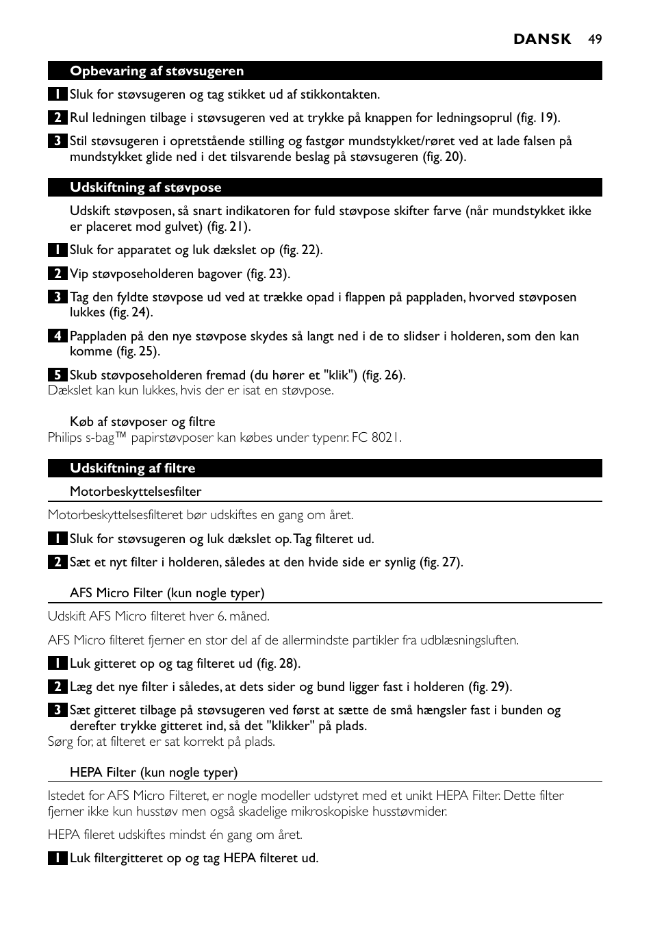 Philips Aspirateur avec sac User Manual | Page 49 / 64