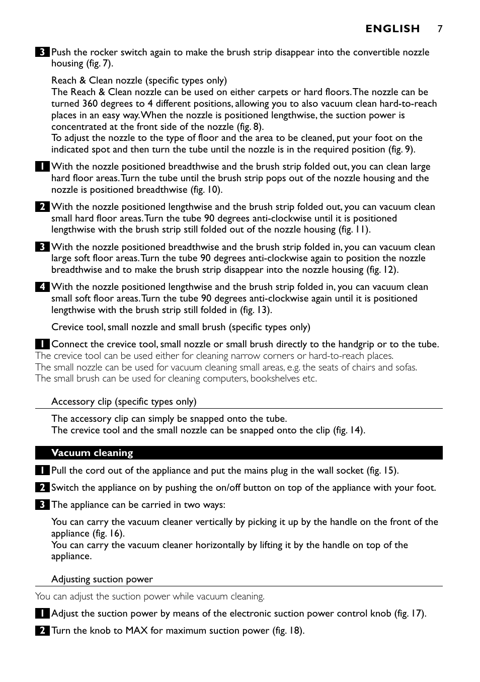 Philips Aspirateur avec sac User Manual | Page 7 / 64