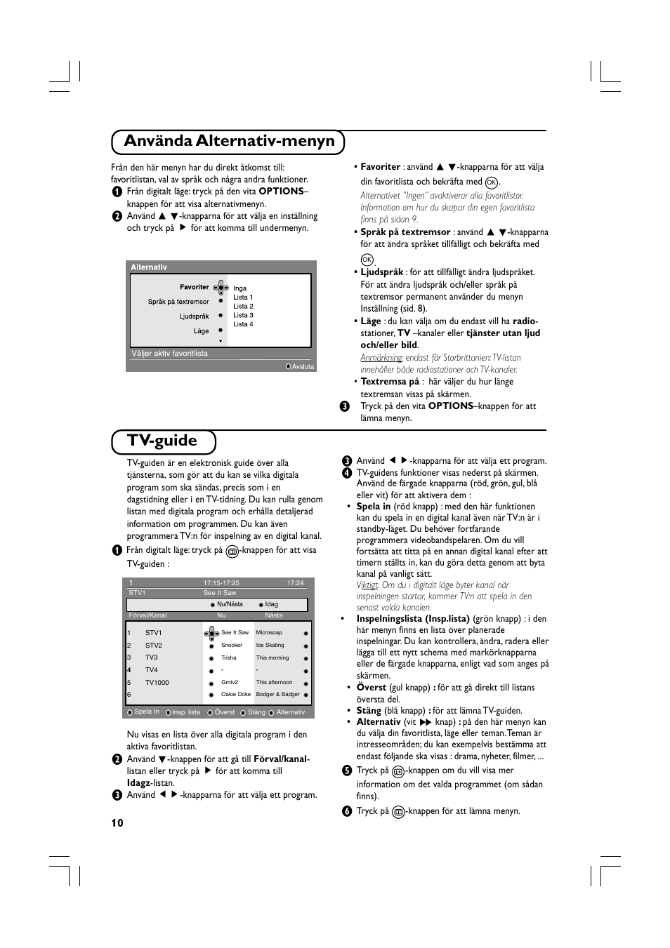 Använda alternativ-menyn, Tv-guide | Philips Téléviseur écran plat numérique à écran large User Manual | Page 132 / 144