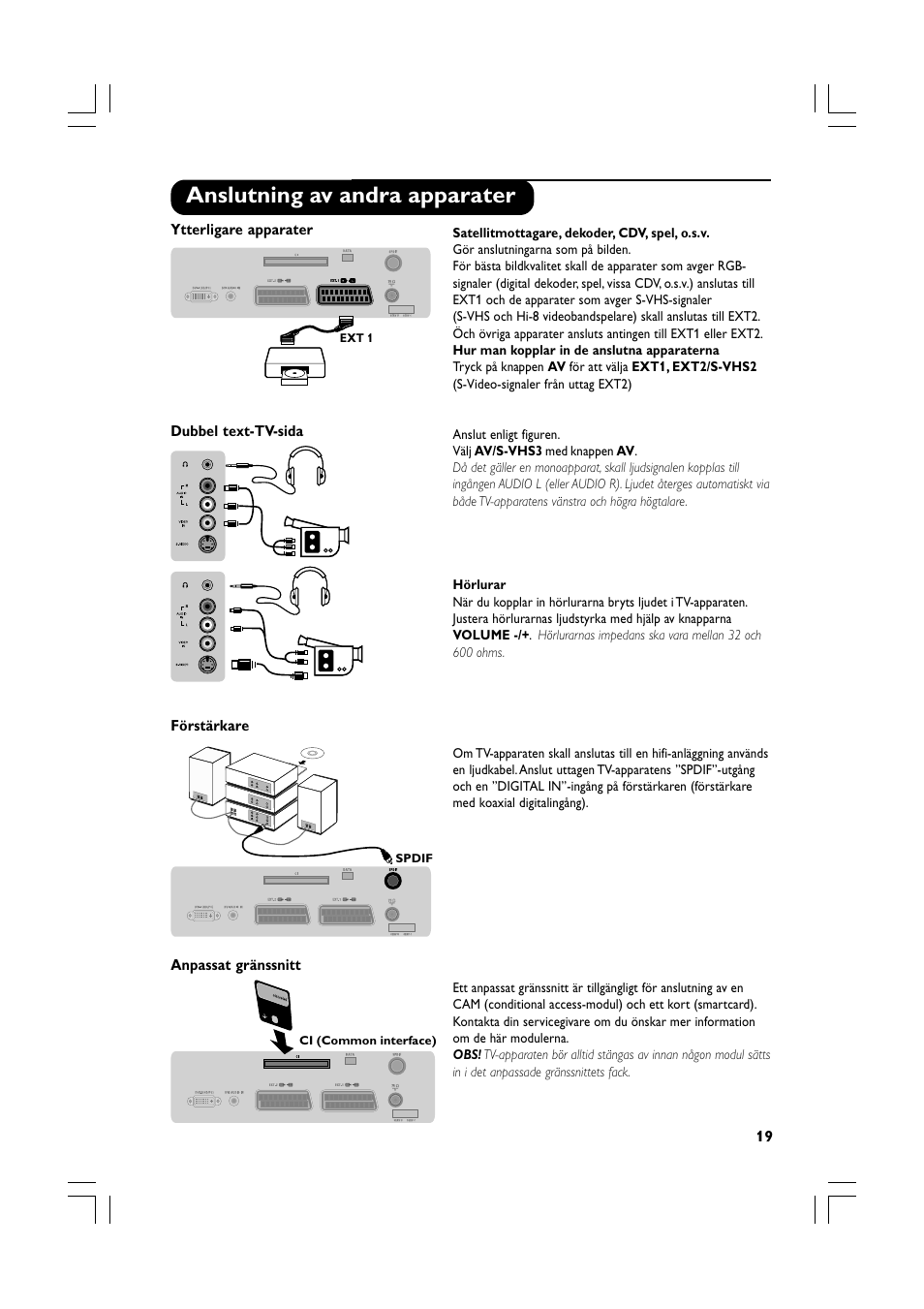 Anslutning av andra apparater | Philips Téléviseur écran plat numérique à écran large User Manual | Page 141 / 144