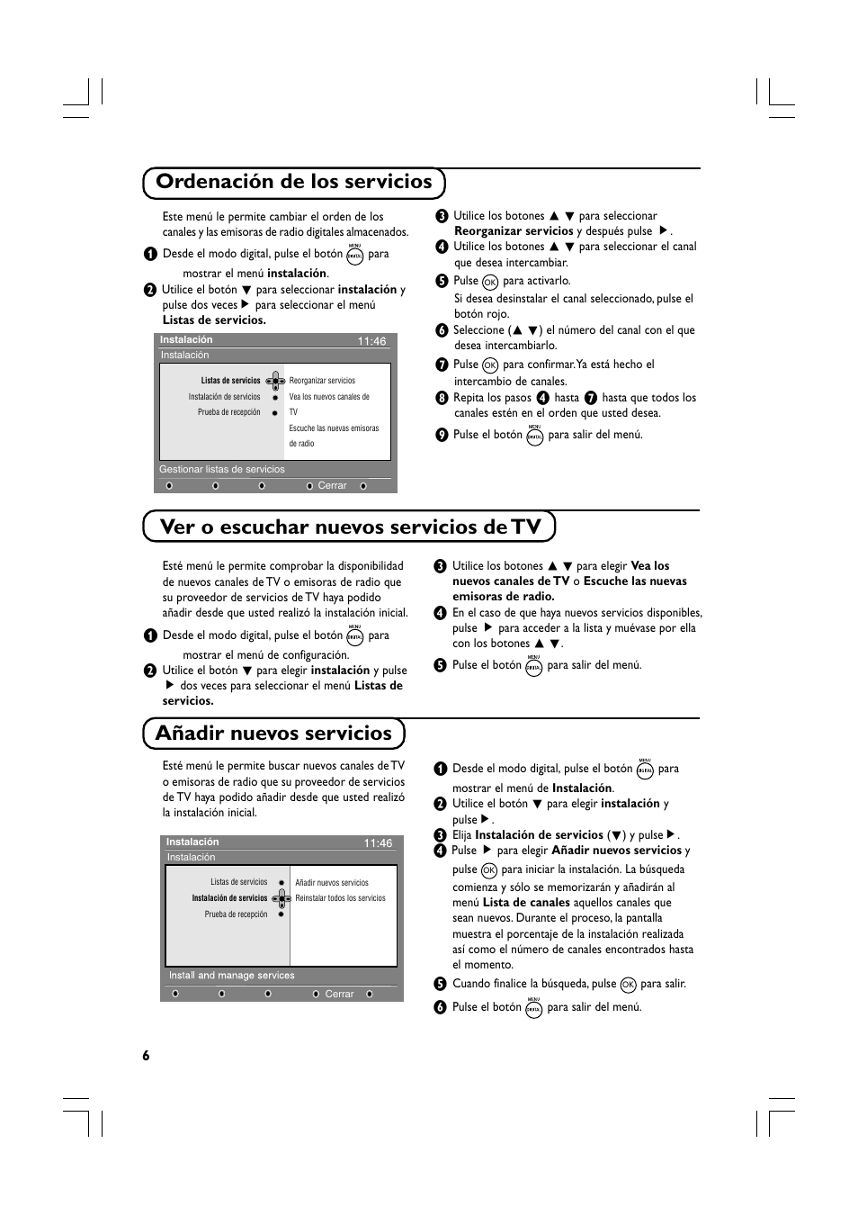 Añadir nuevos servicios | Philips Téléviseur écran plat numérique à écran large User Manual | Page 48 / 144