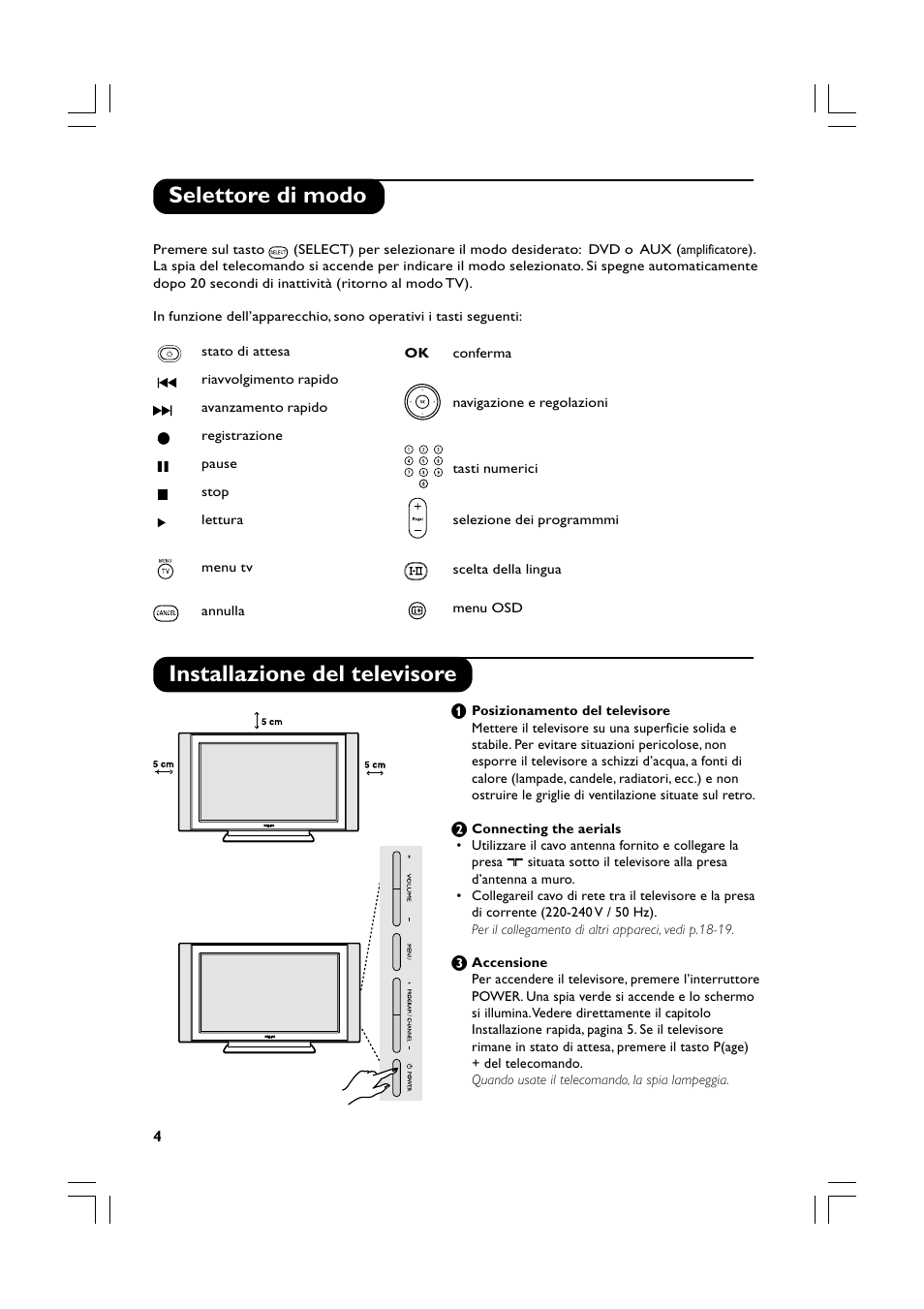 Selettore di modo installazione del televisore | Philips Téléviseur écran plat numérique à écran large User Manual | Page 66 / 144
