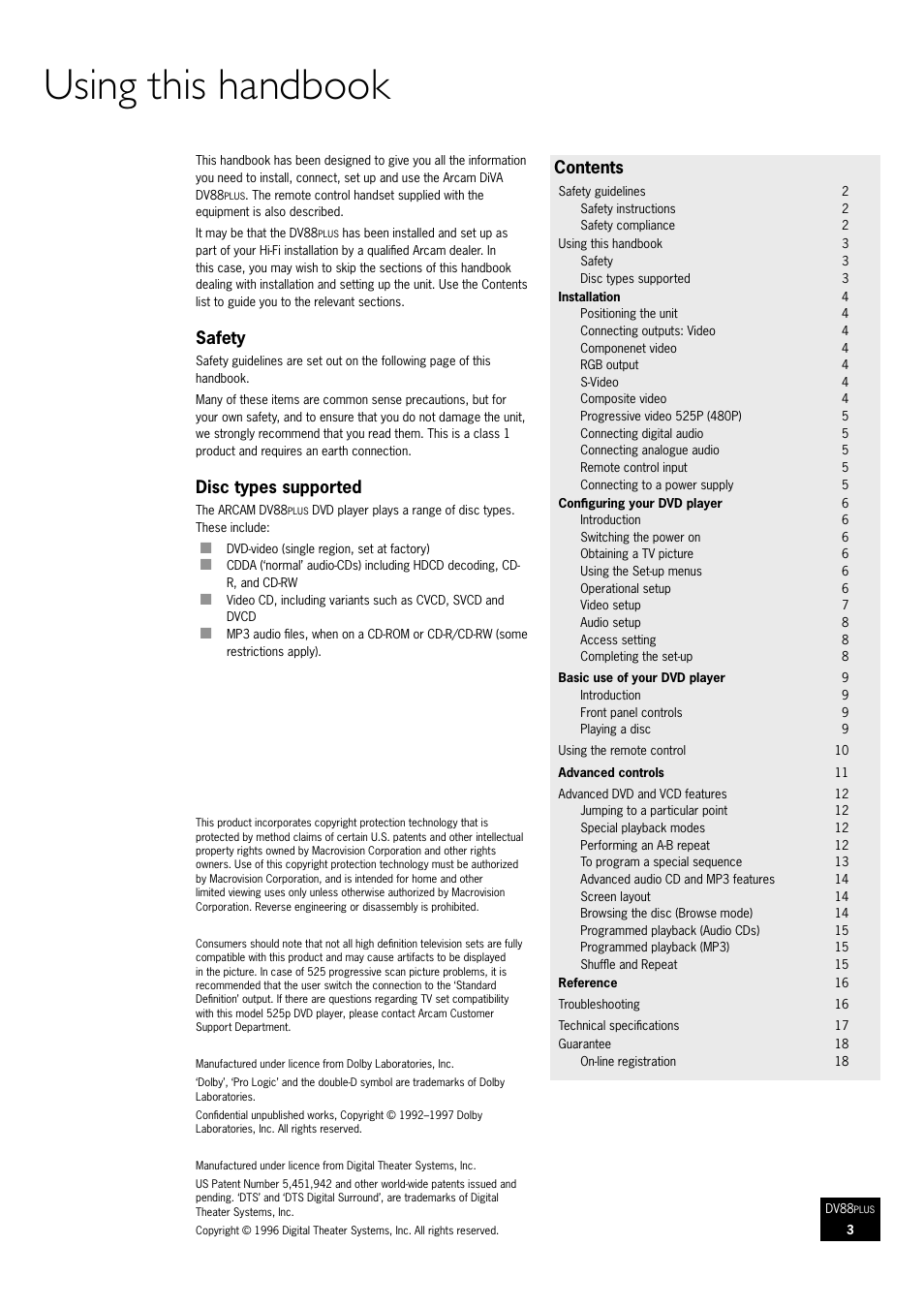 Arcam DV88 User Manual | Page 3 / 20