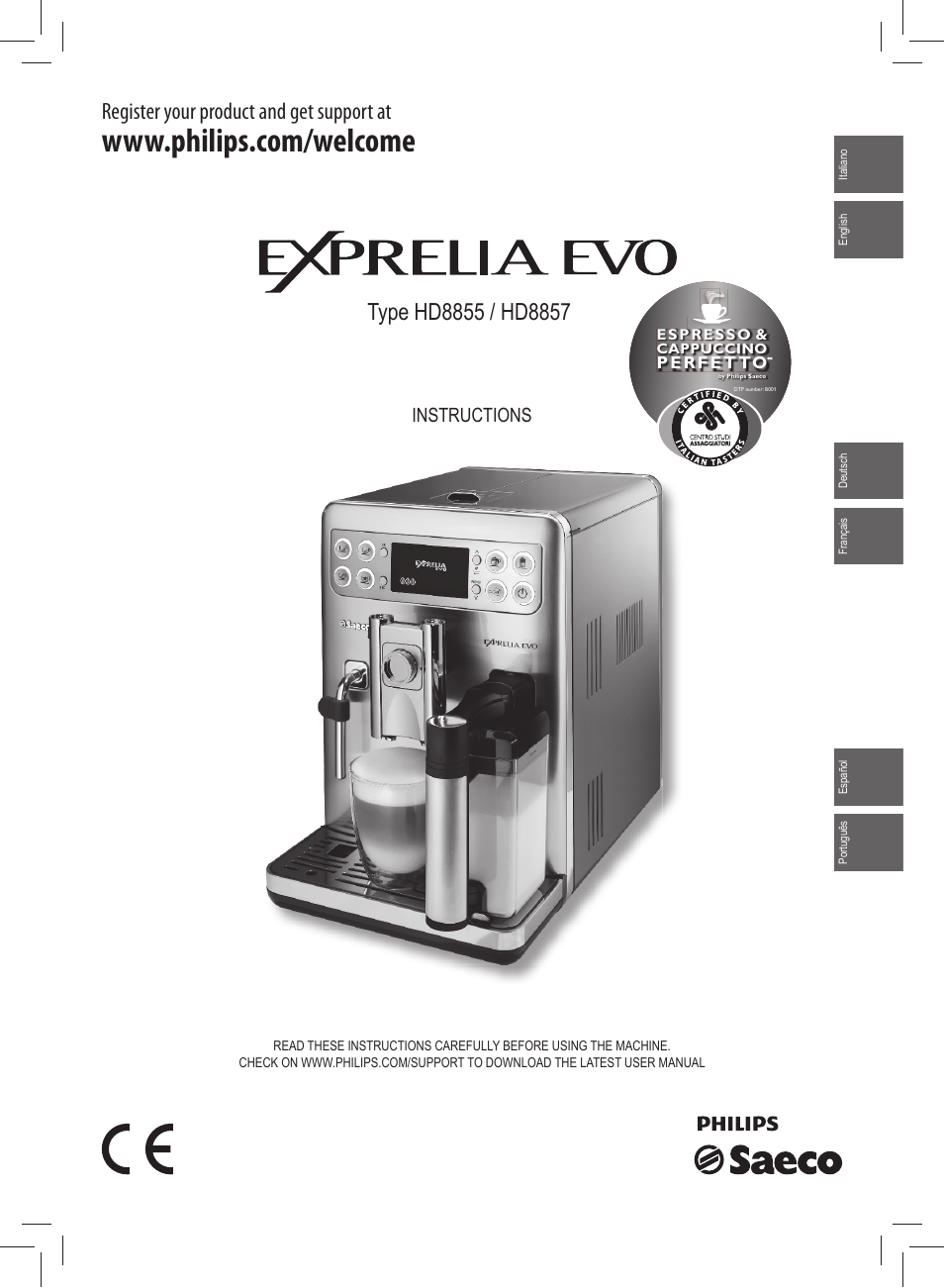 Philips Saeco Exprelia Evo Machine espresso Super Automatique User Manual | 60 pages