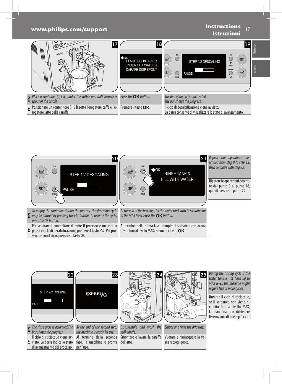Philips Saeco Exprelia Evo Machine espresso Super Automatique User Manual | Page 17 / 60