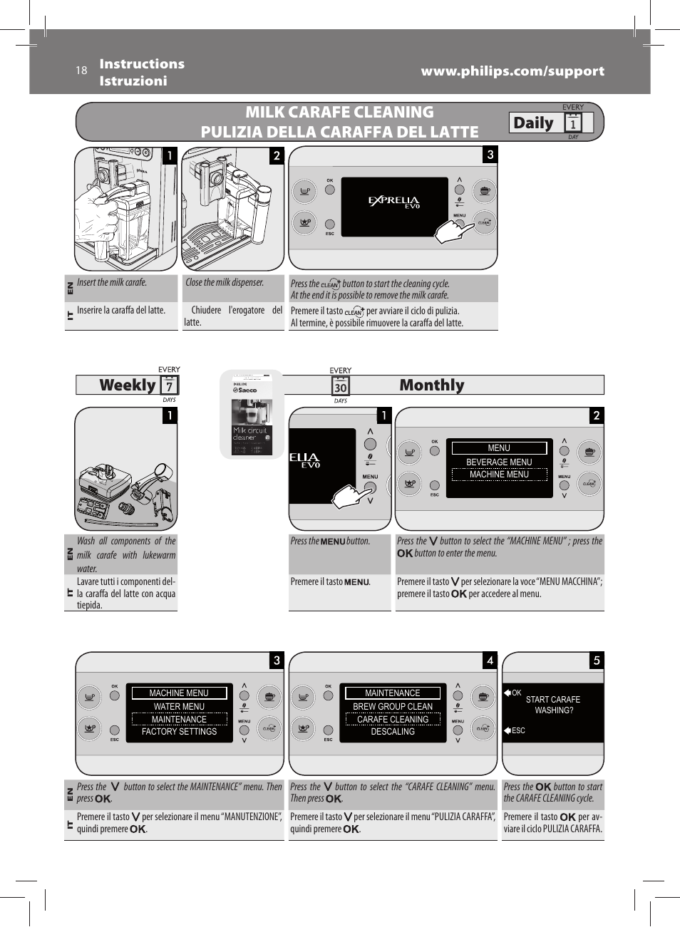 Monthly weekly | Philips Saeco Exprelia Evo Machine espresso Super Automatique User Manual | Page 18 / 60