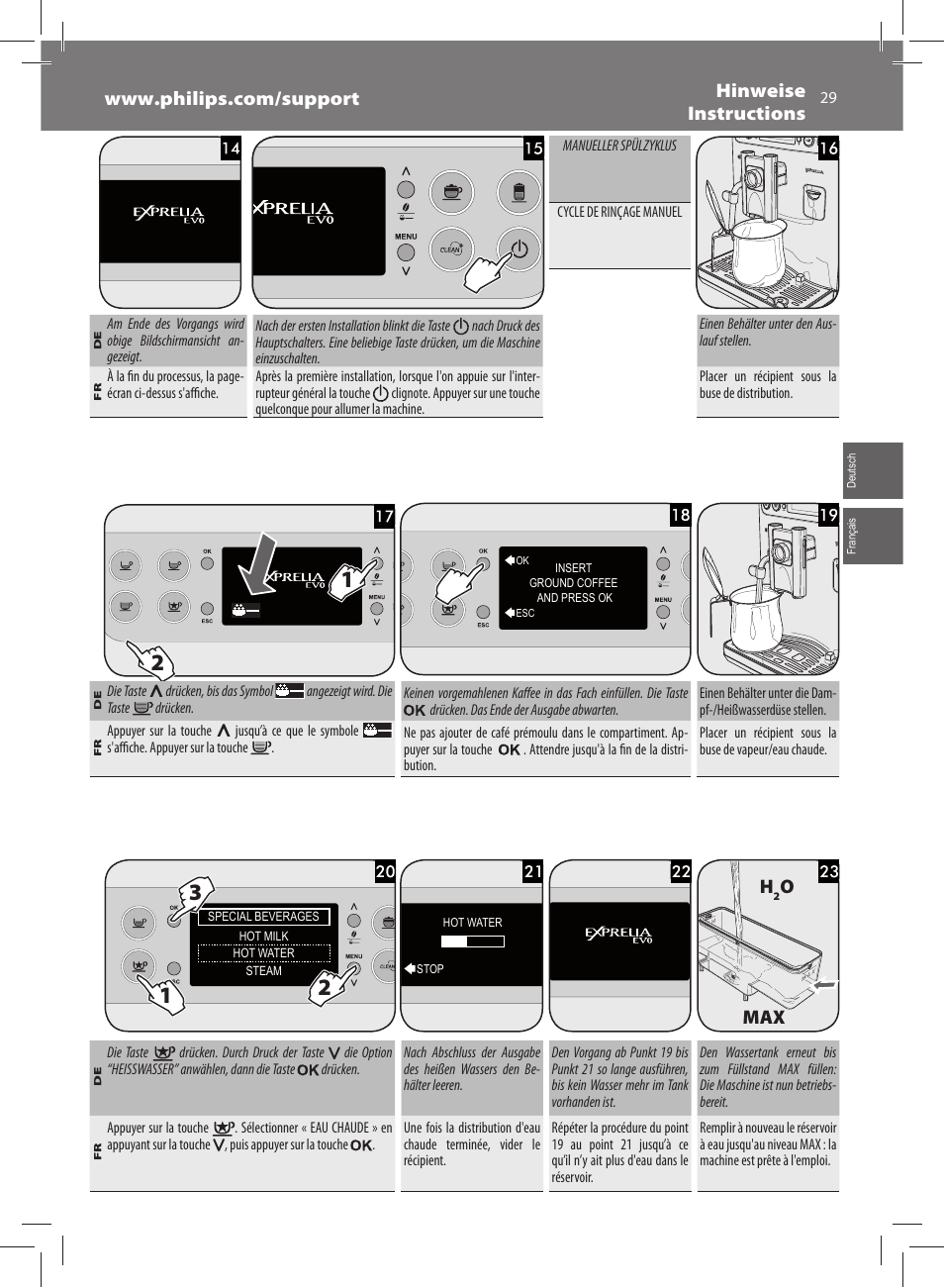 Omax | Philips Saeco Exprelia Evo Machine espresso Super Automatique User Manual | Page 29 / 60