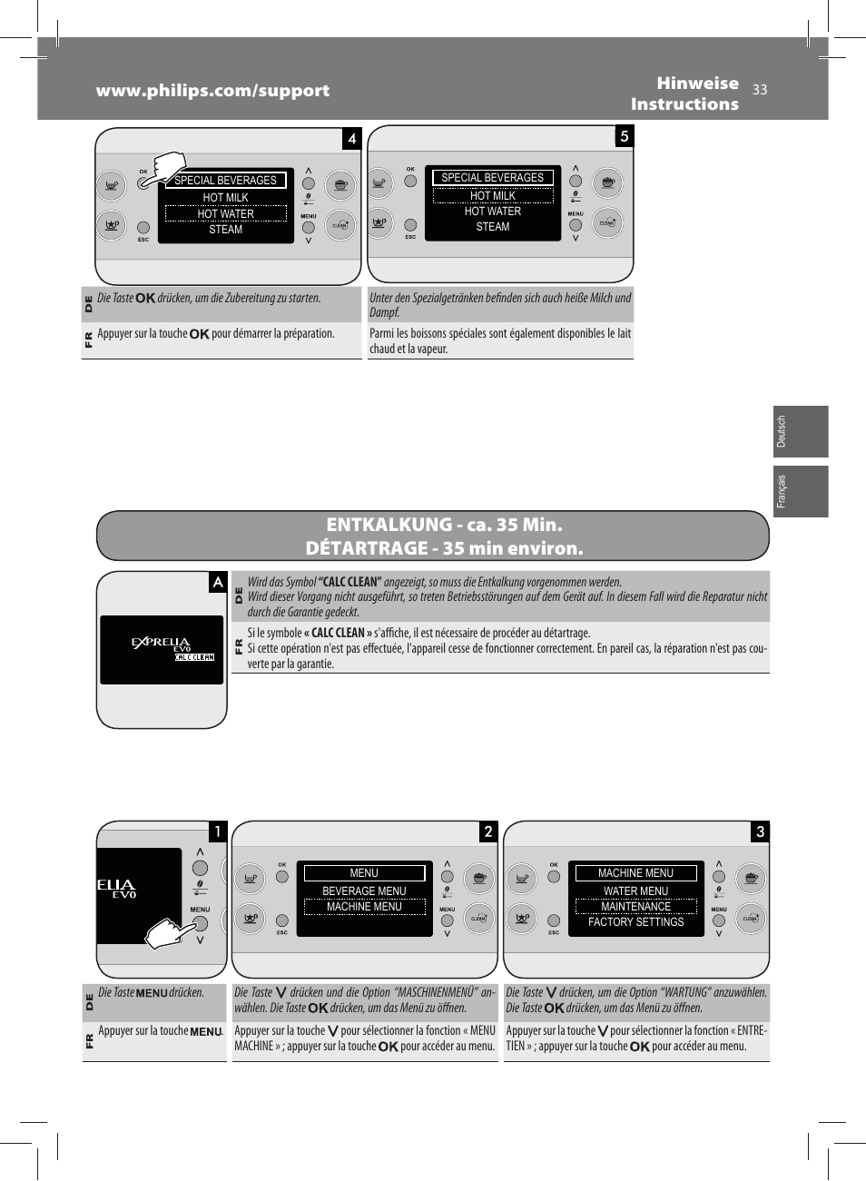 Philips Saeco Exprelia Evo Machine espresso Super Automatique User Manual | Page 33 / 60