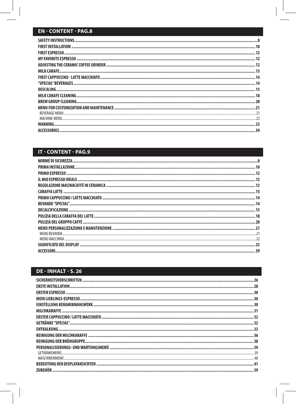Philips Saeco Exprelia Evo Machine espresso Super Automatique User Manual | Page 4 / 60