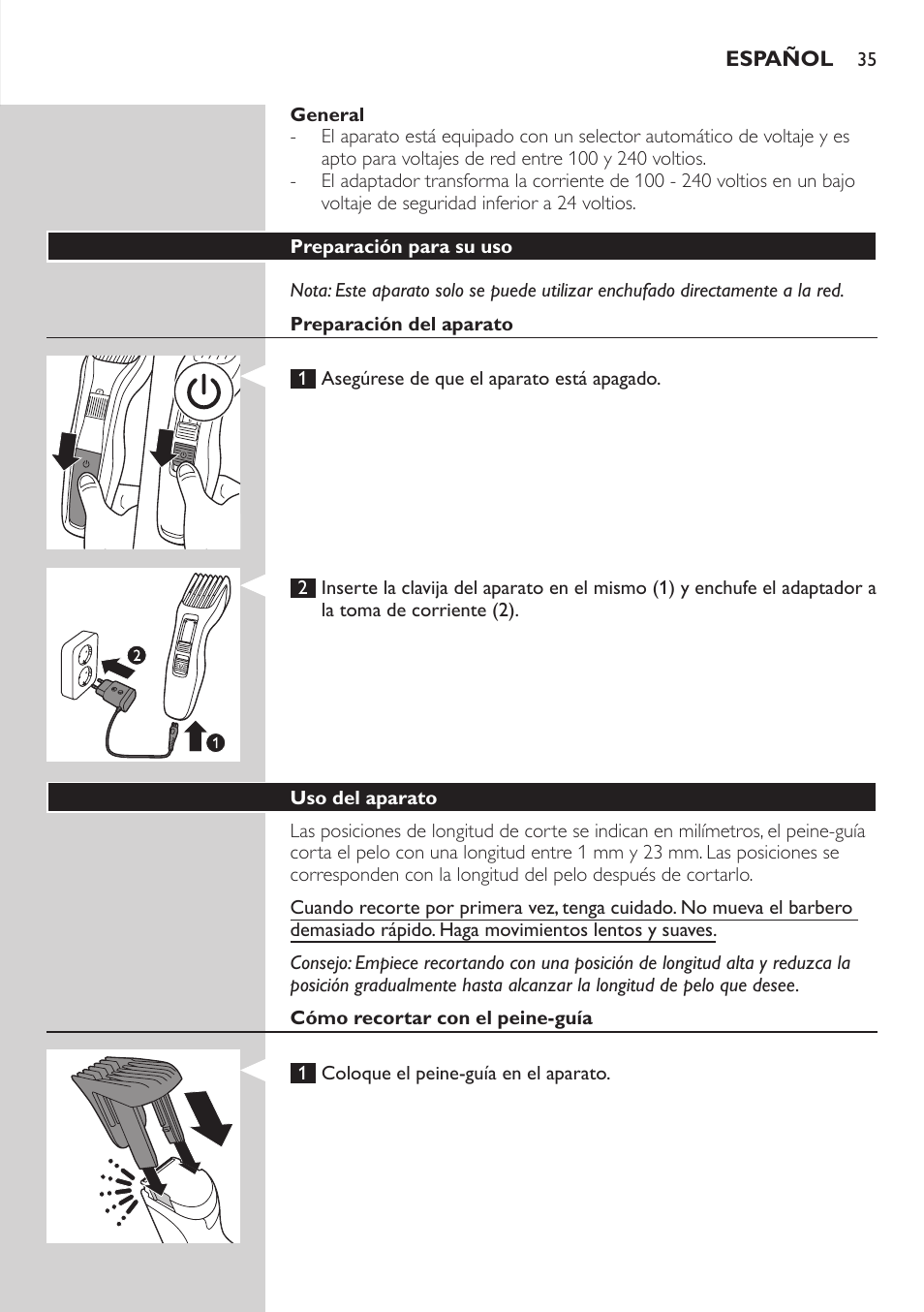 Philips HAIRCLIPPER Series 3000 Tondeuse à cheveux User Manual | Page 35 / 98