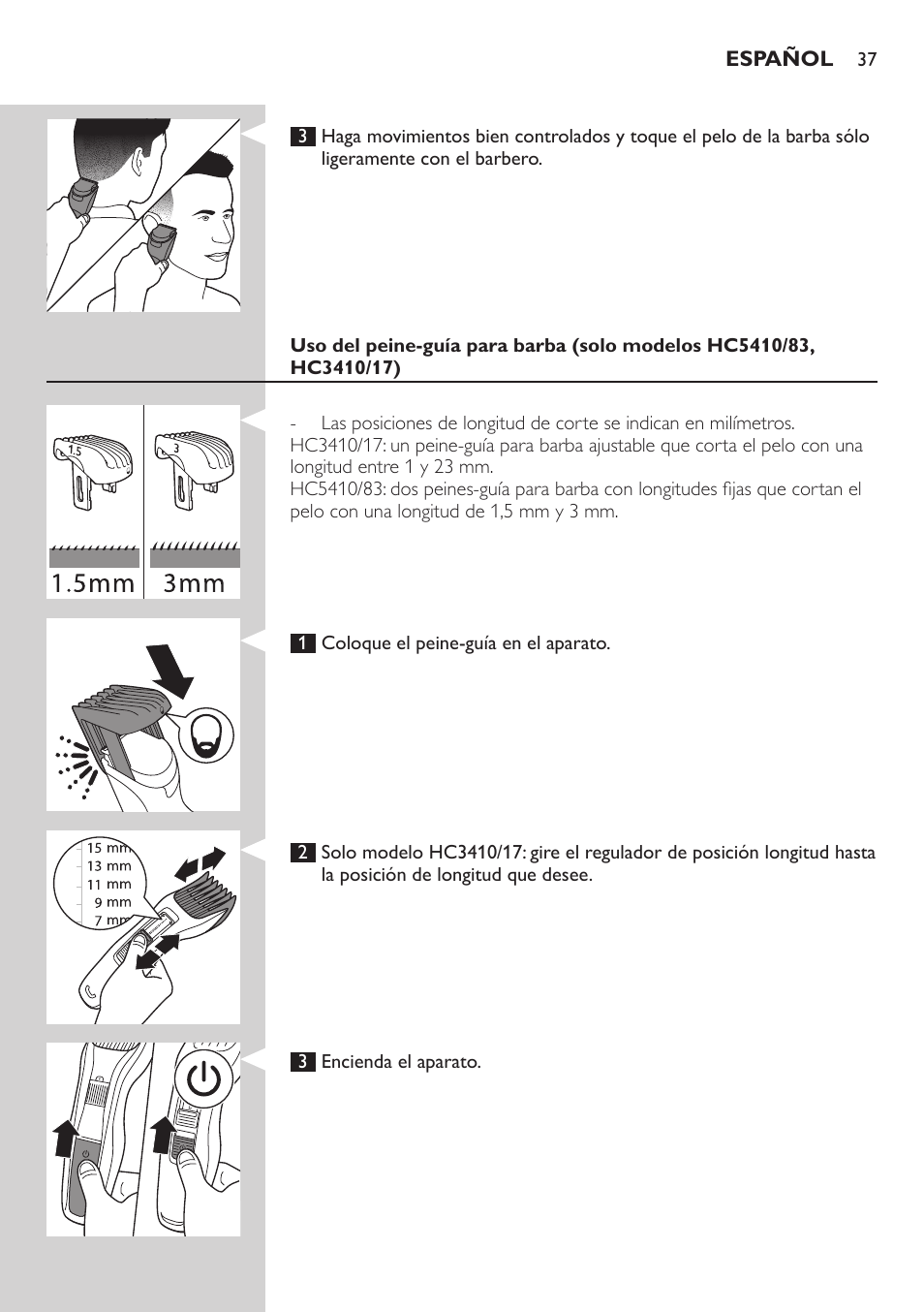 Philips HAIRCLIPPER Series 3000 Tondeuse à cheveux User Manual | Page 37 / 98