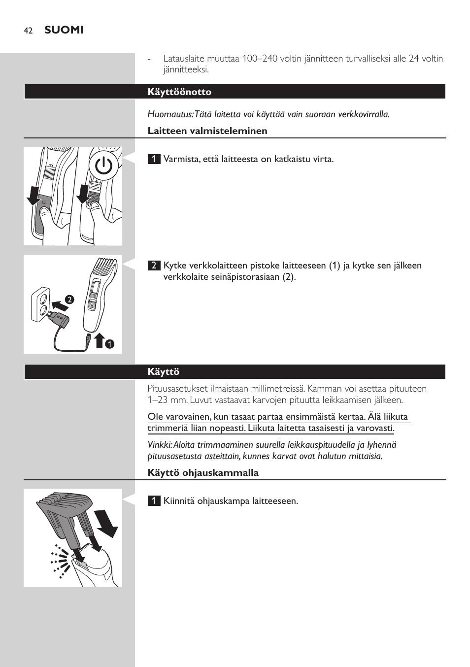 Philips HAIRCLIPPER Series 3000 Tondeuse à cheveux User Manual | Page 42 / 98