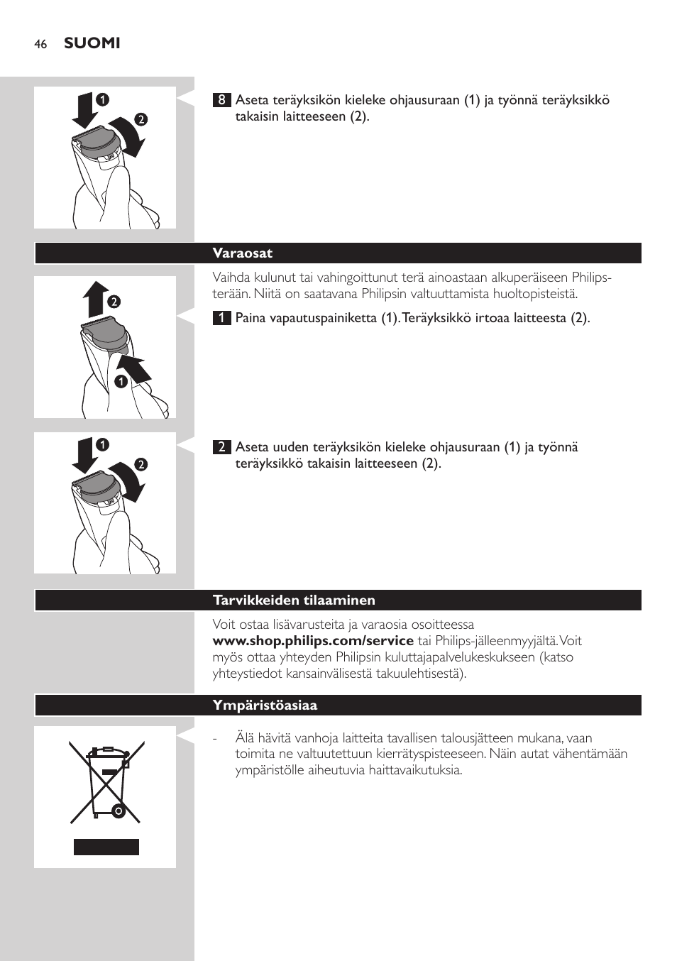 Philips HAIRCLIPPER Series 3000 Tondeuse à cheveux User Manual | Page 46 / 98