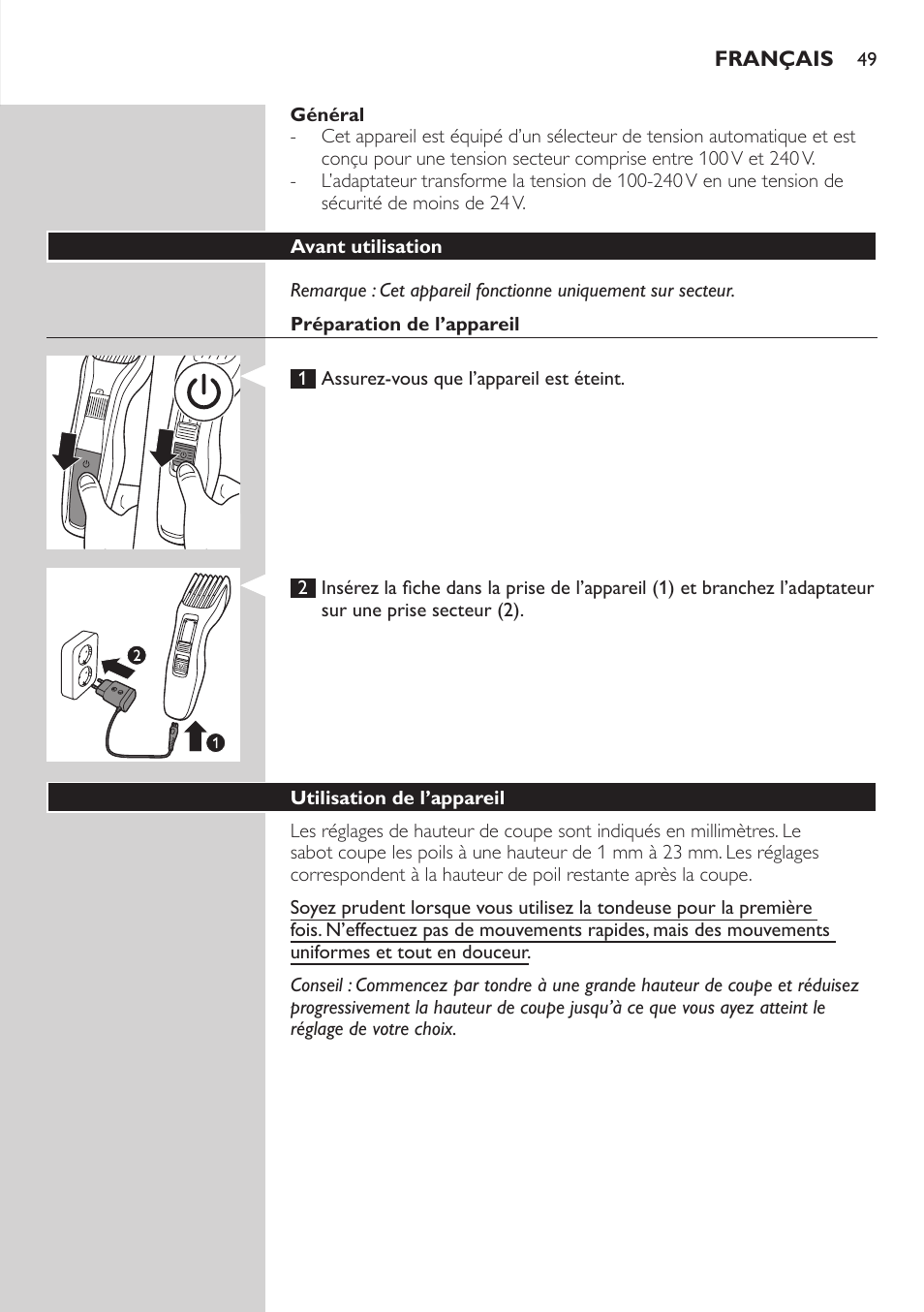 Philips HAIRCLIPPER Series 3000 Tondeuse à cheveux User Manual | Page 49 / 98