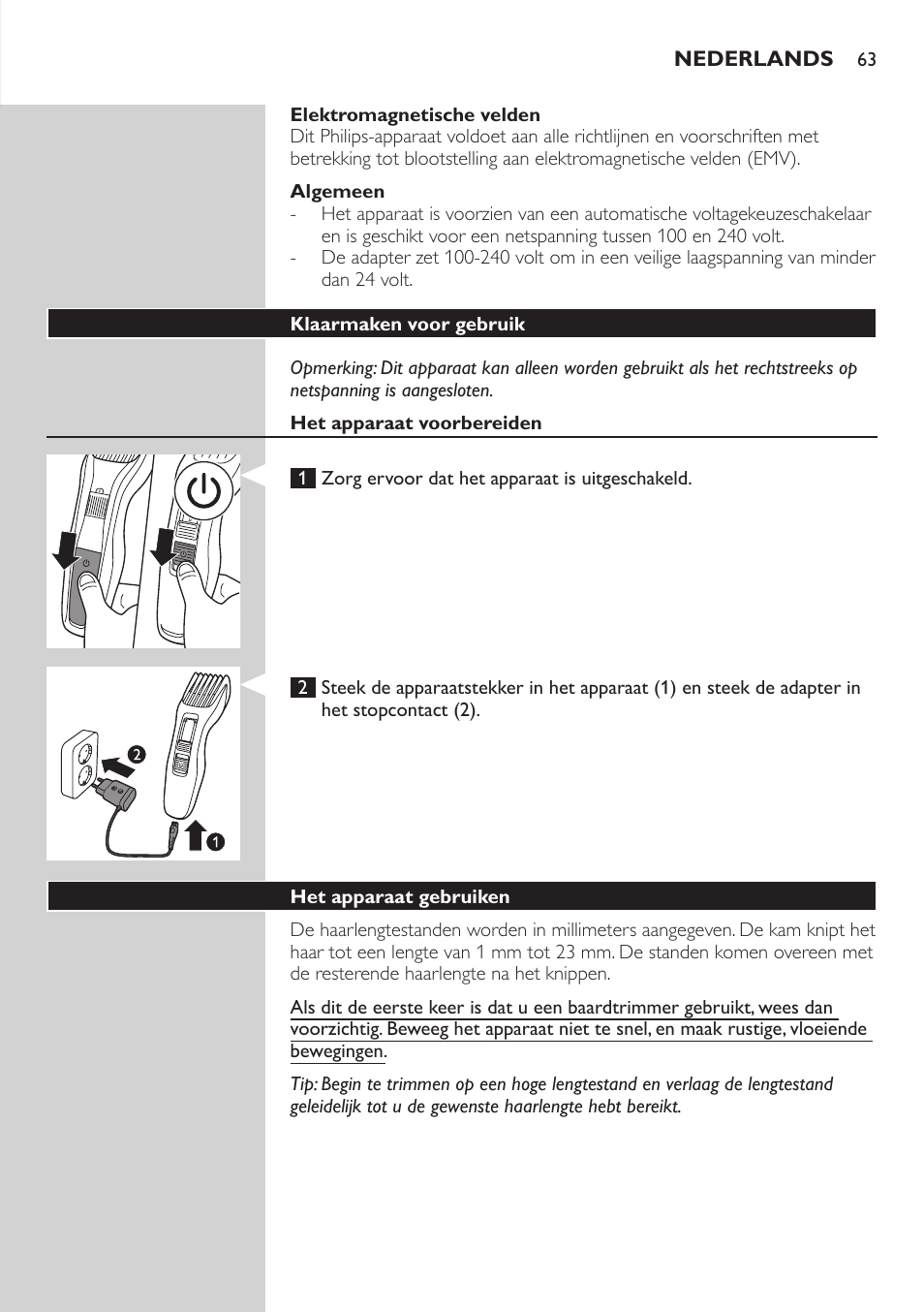 Philips HAIRCLIPPER Series 3000 Tondeuse à cheveux User Manual | Page 63 / 98