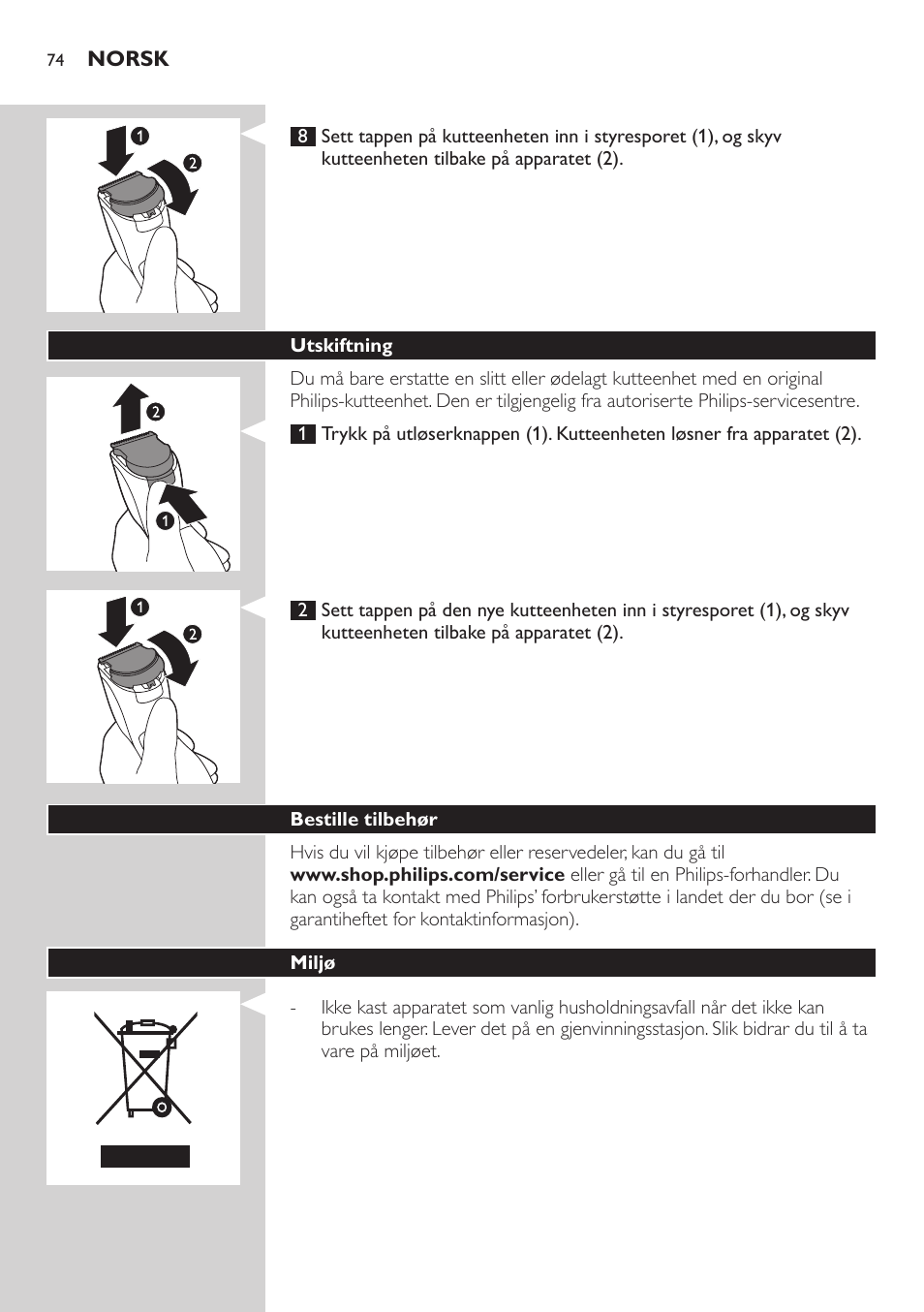 Philips HAIRCLIPPER Series 3000 Tondeuse à cheveux User Manual | Page 74 / 98