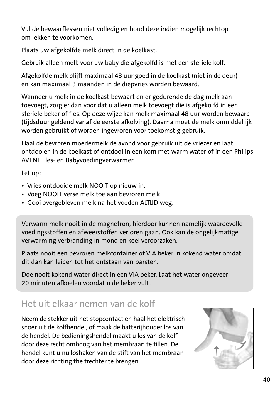 Het­uit­elkaar­nemen­van­de­kolf | Philips AVENT Tire-lait électronique User Manual | Page 37 / 54
