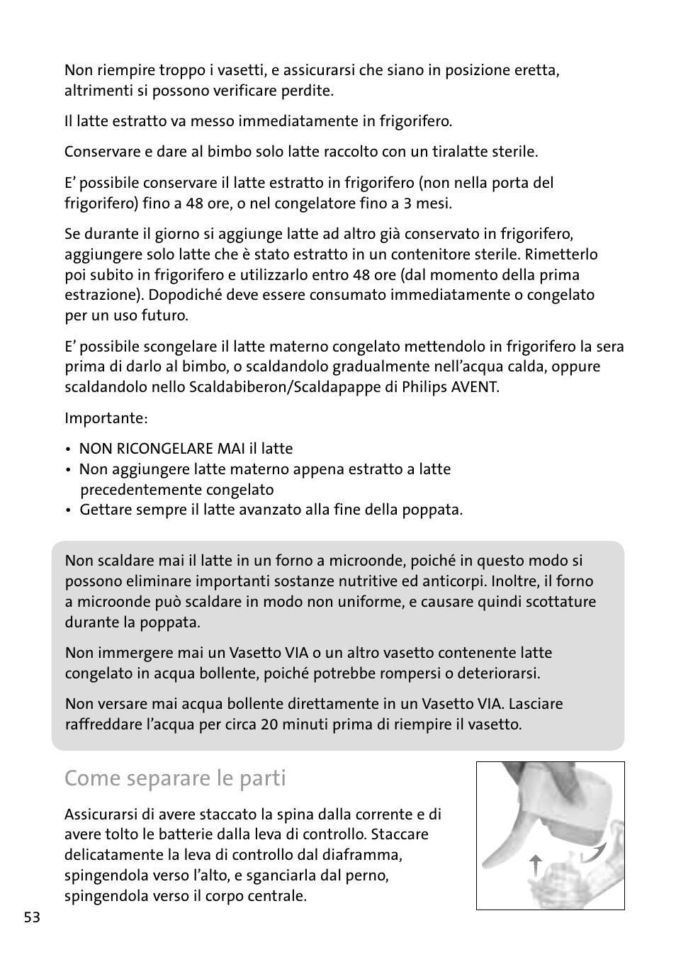 Come­separare­le­parti | Philips AVENT Tire-lait électronique User Manual | Page 50 / 54