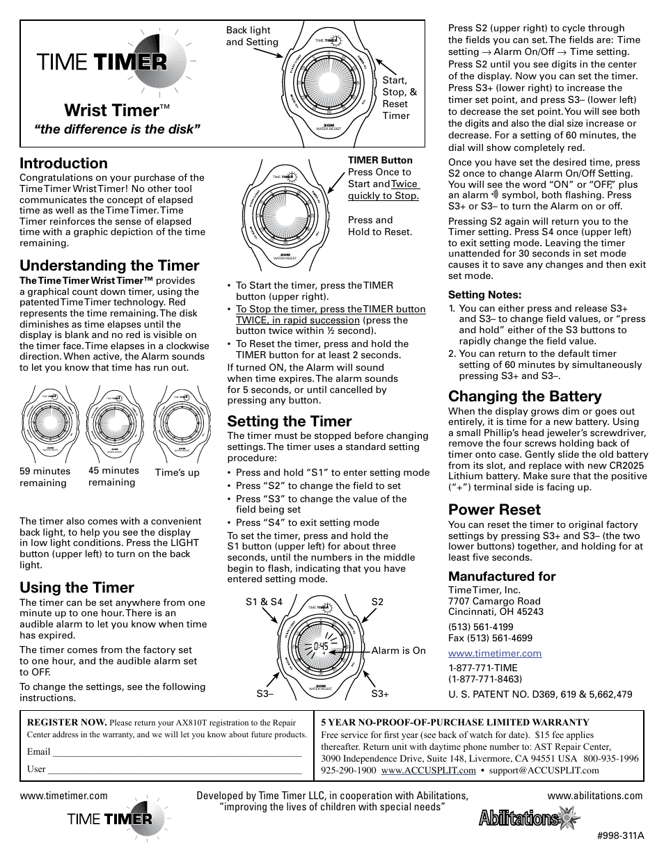 Accusplit Wrist Timer AX810TA User Manual | 1 page