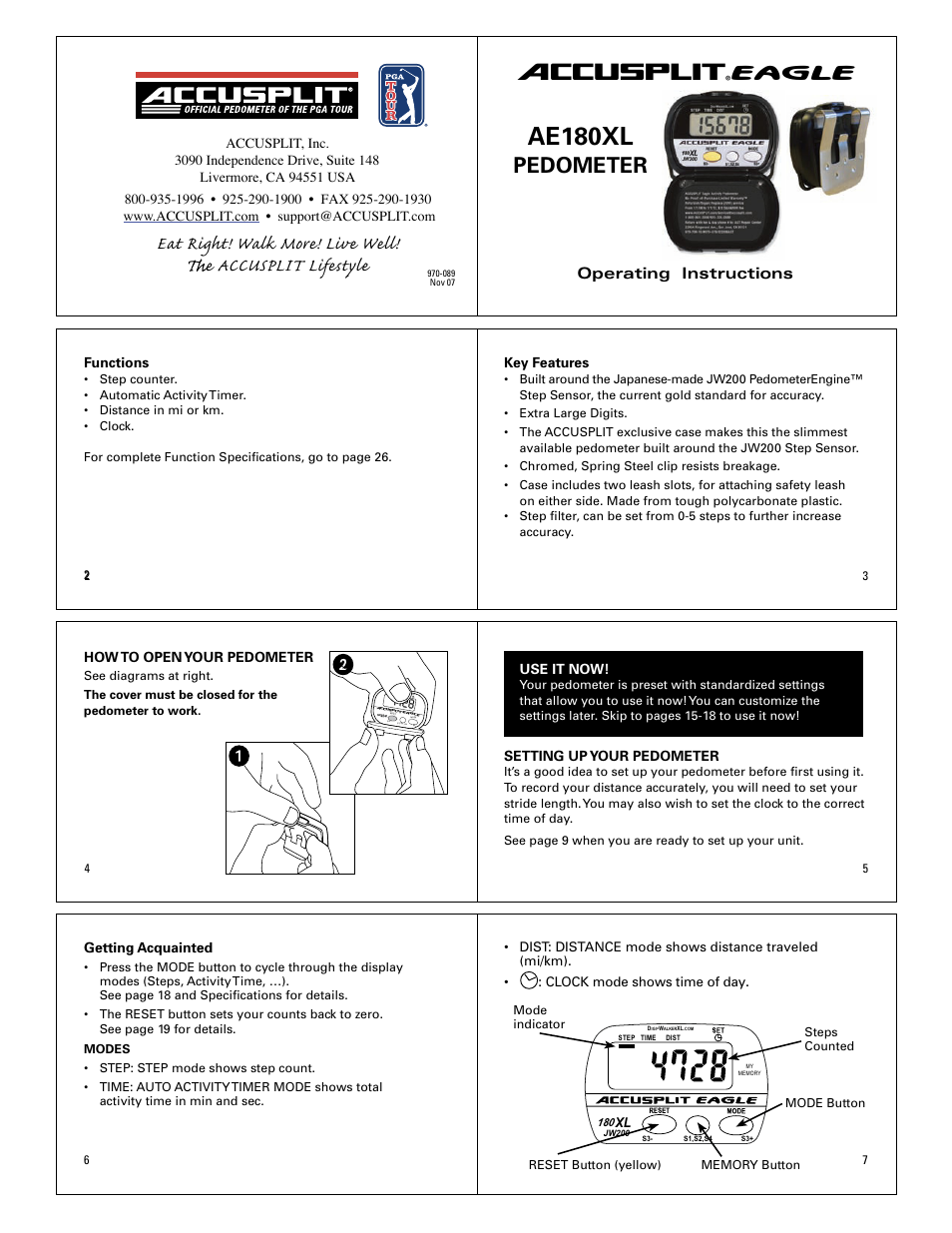 Accusplit Eagle AE180XL User Manual | 4 pages