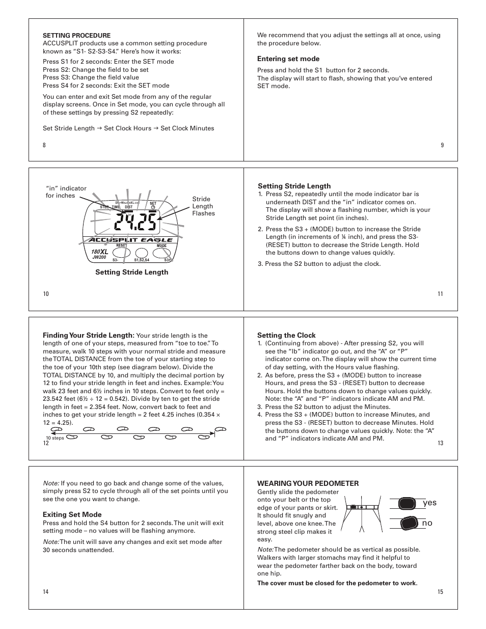 Yes no | Accusplit Eagle AE180XL User Manual | Page 2 / 4
