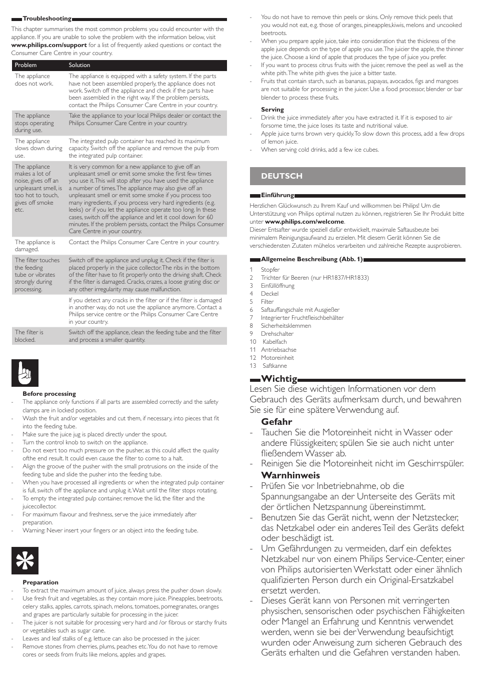 Philips Viva Collection Centrifugeuse User Manual | Page 3 / 13