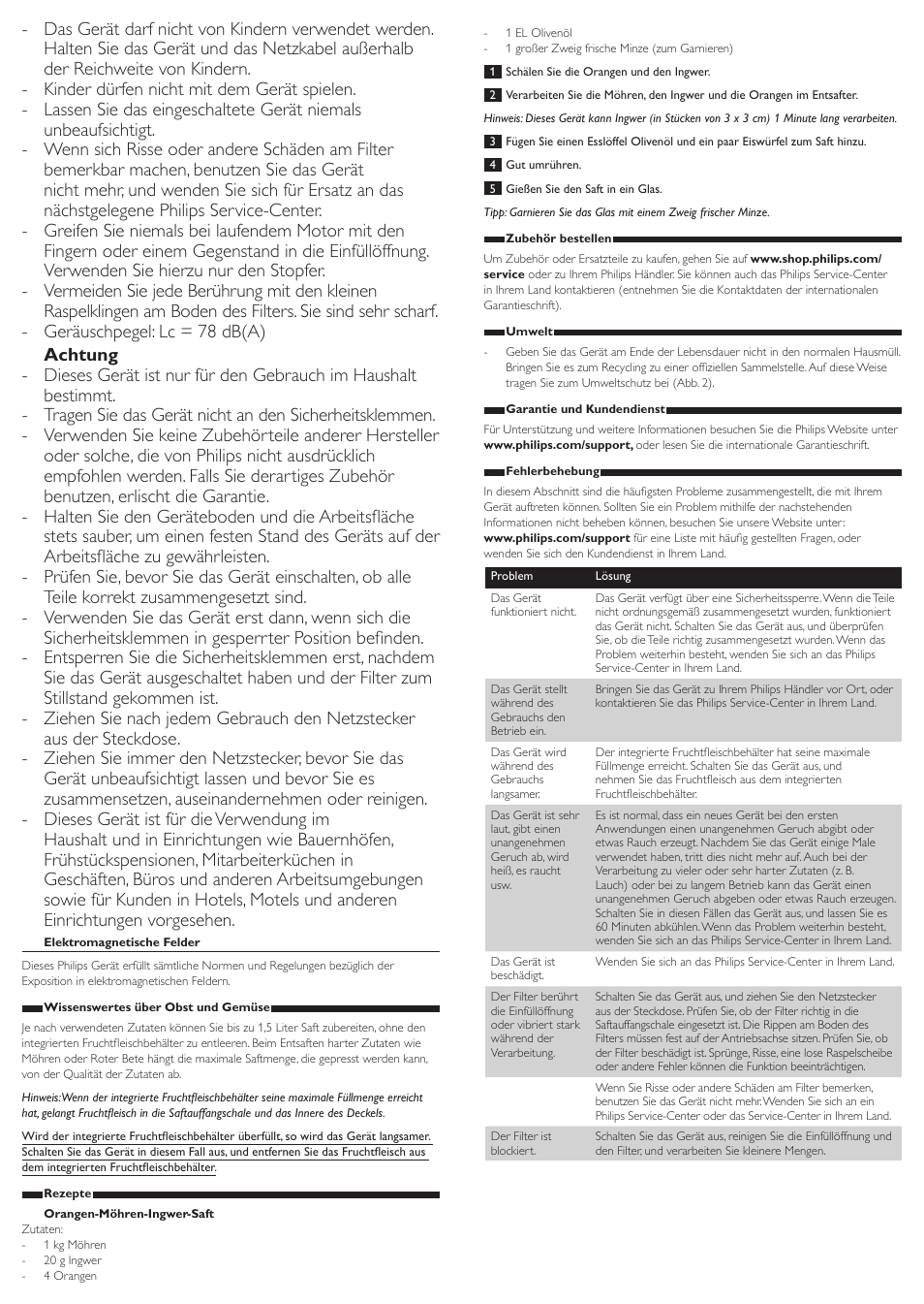 Philips Viva Collection Centrifugeuse User Manual | Page 4 / 13