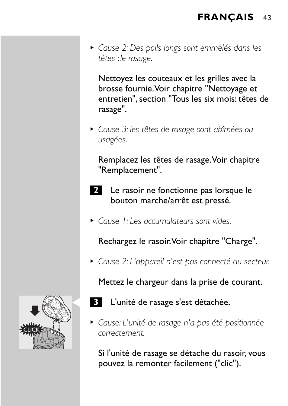 Français | Philips Rasoir électrique User Manual | Page 41 / 112