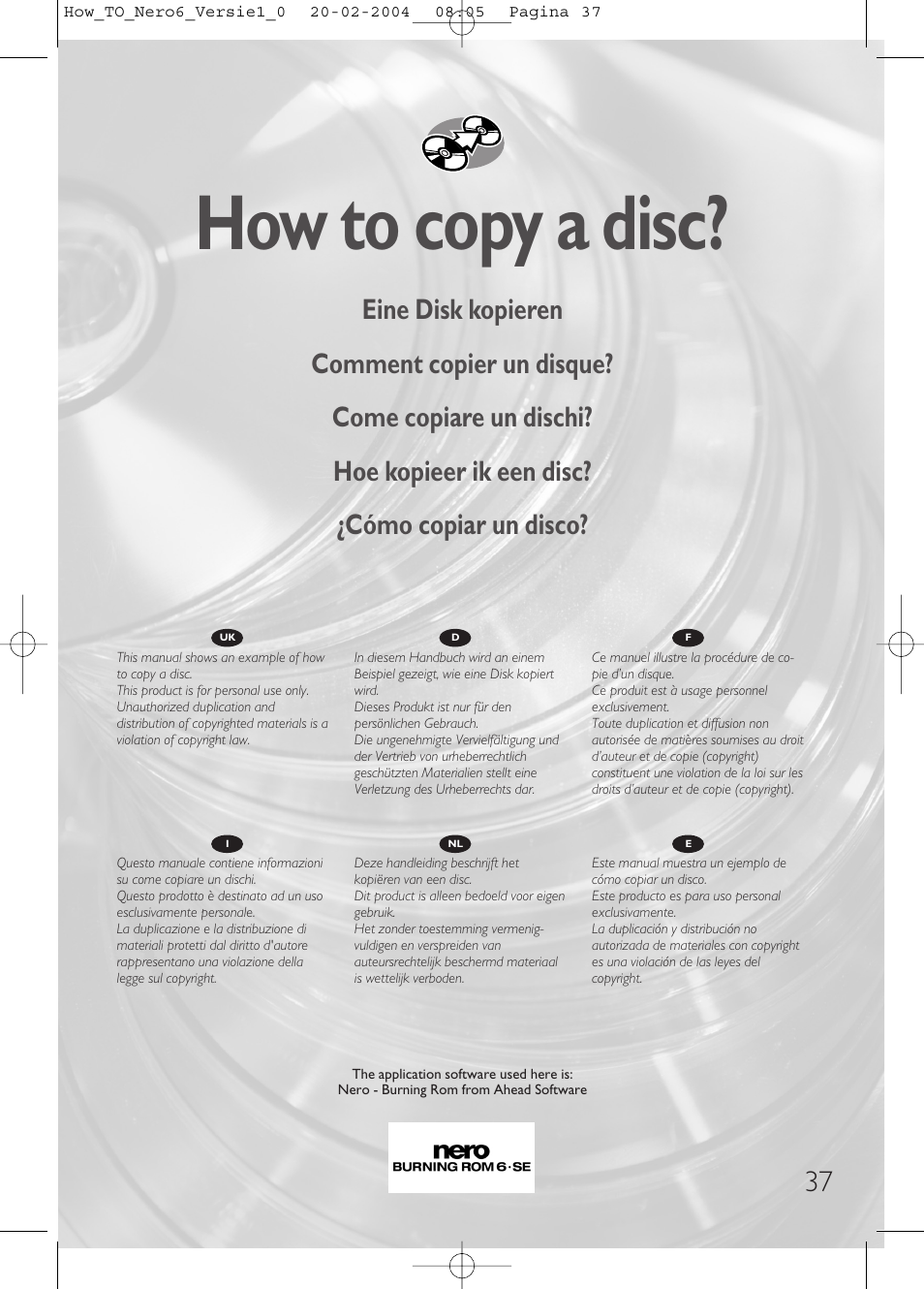 How to copy a disc | Philips Lecteur interne User Manual | Page 37 / 64