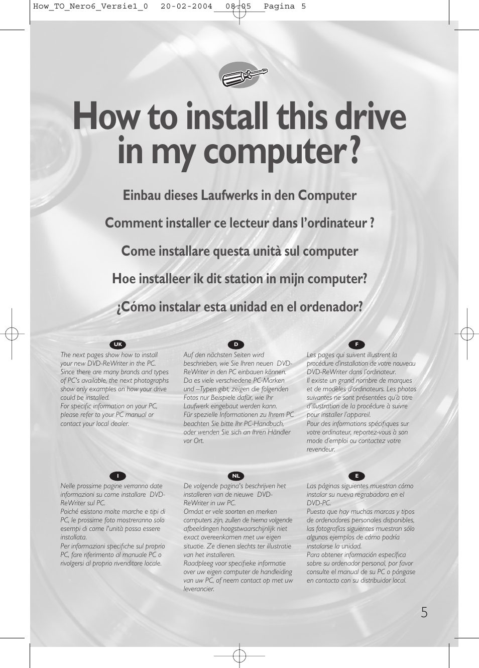 How to install this drive in my computer | Philips Lecteur interne User Manual | Page 5 / 64