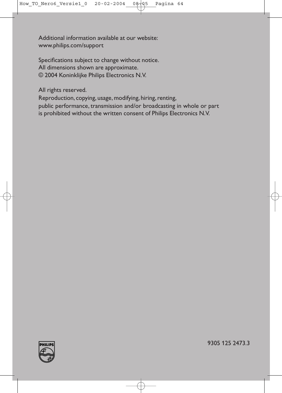 Philips Lecteur interne User Manual | Page 64 / 64