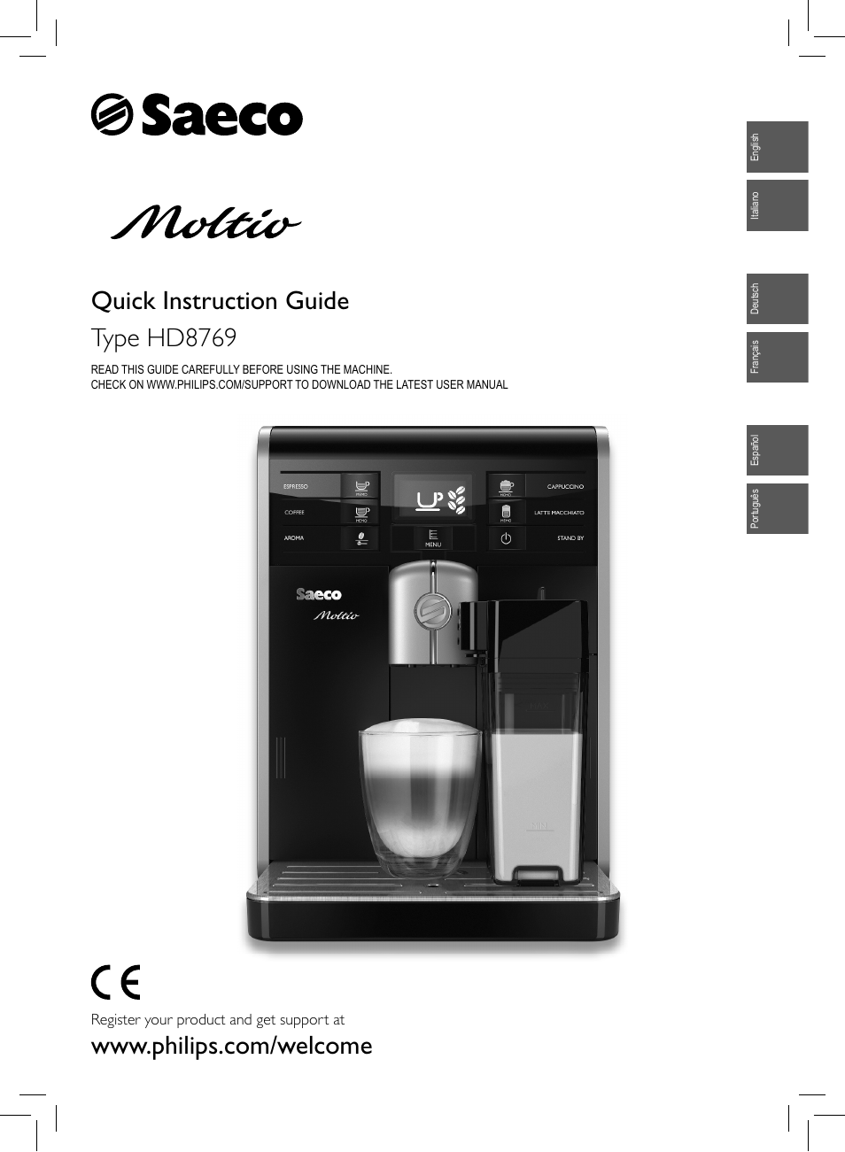 Philips Saeco Moltio Machine espresso Super Automatique User Manual | 80 pages