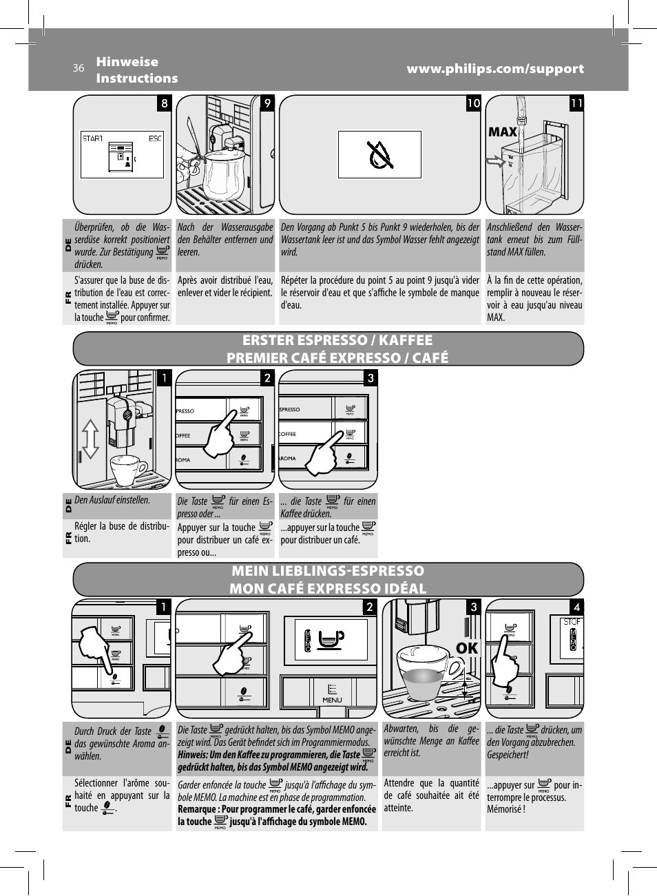 Mein lieblings-espresso mon café expresso idéal | Philips Saeco Moltio Machine espresso Super Automatique User Manual | Page 36 / 80