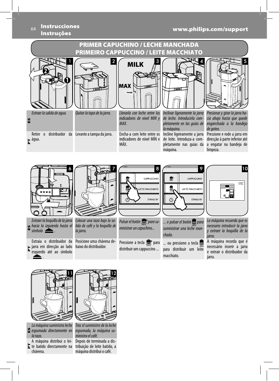 Milk | Philips Saeco Moltio Machine espresso Super Automatique User Manual | Page 64 / 80