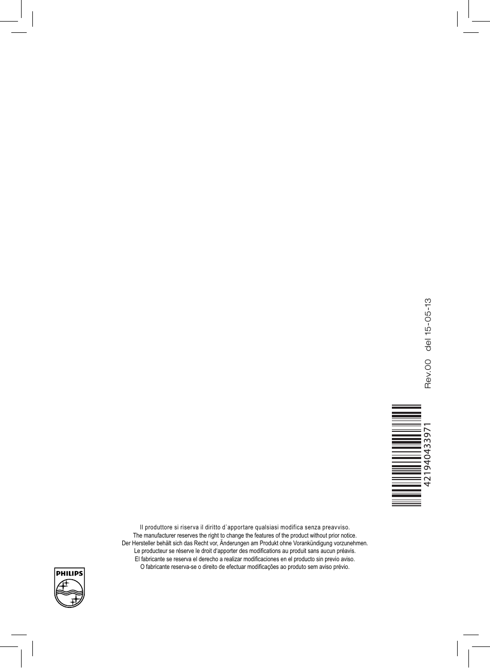 Philips Saeco Moltio Machine espresso Super Automatique User Manual | Page 80 / 80