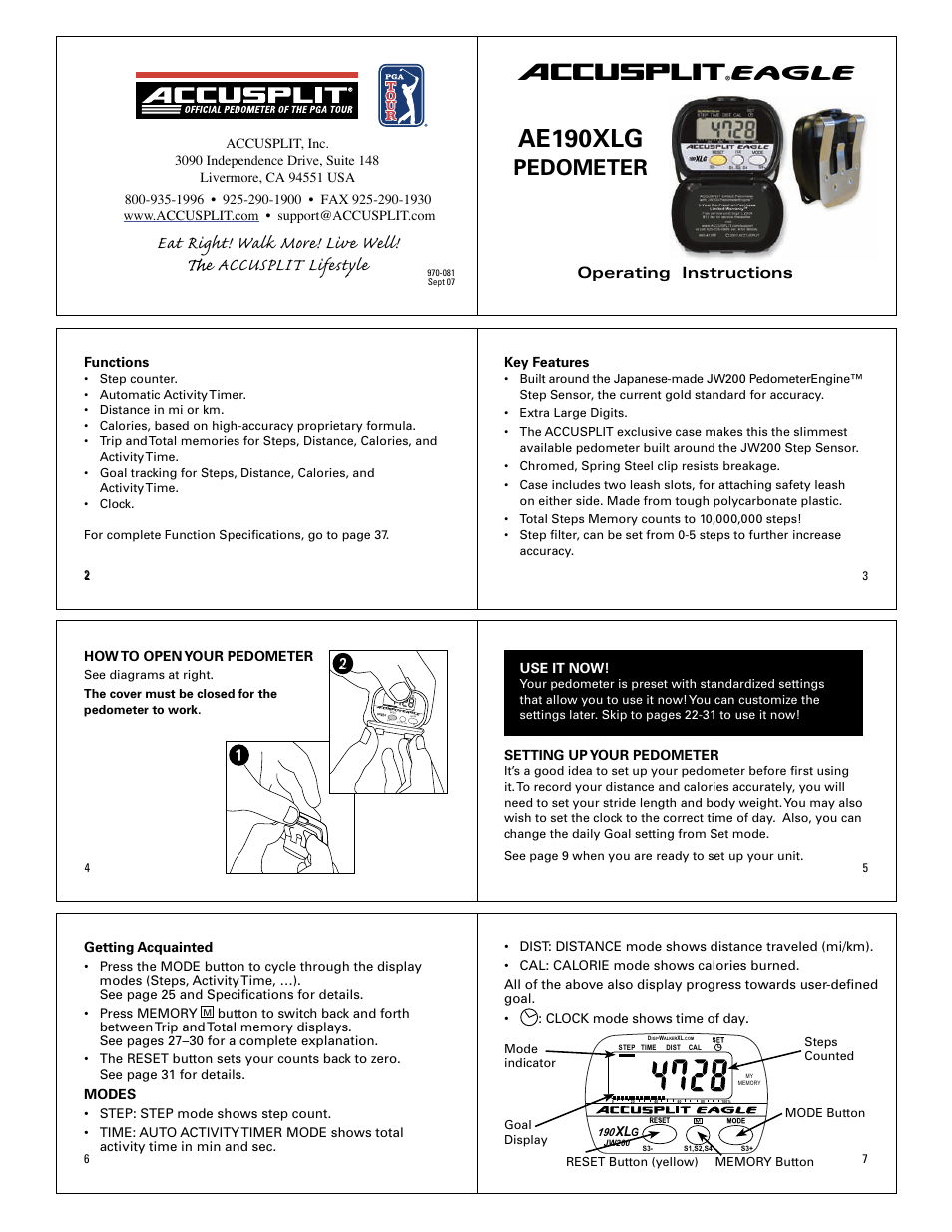 Accusplit Eagle AE190XLG User Manual | 6 pages