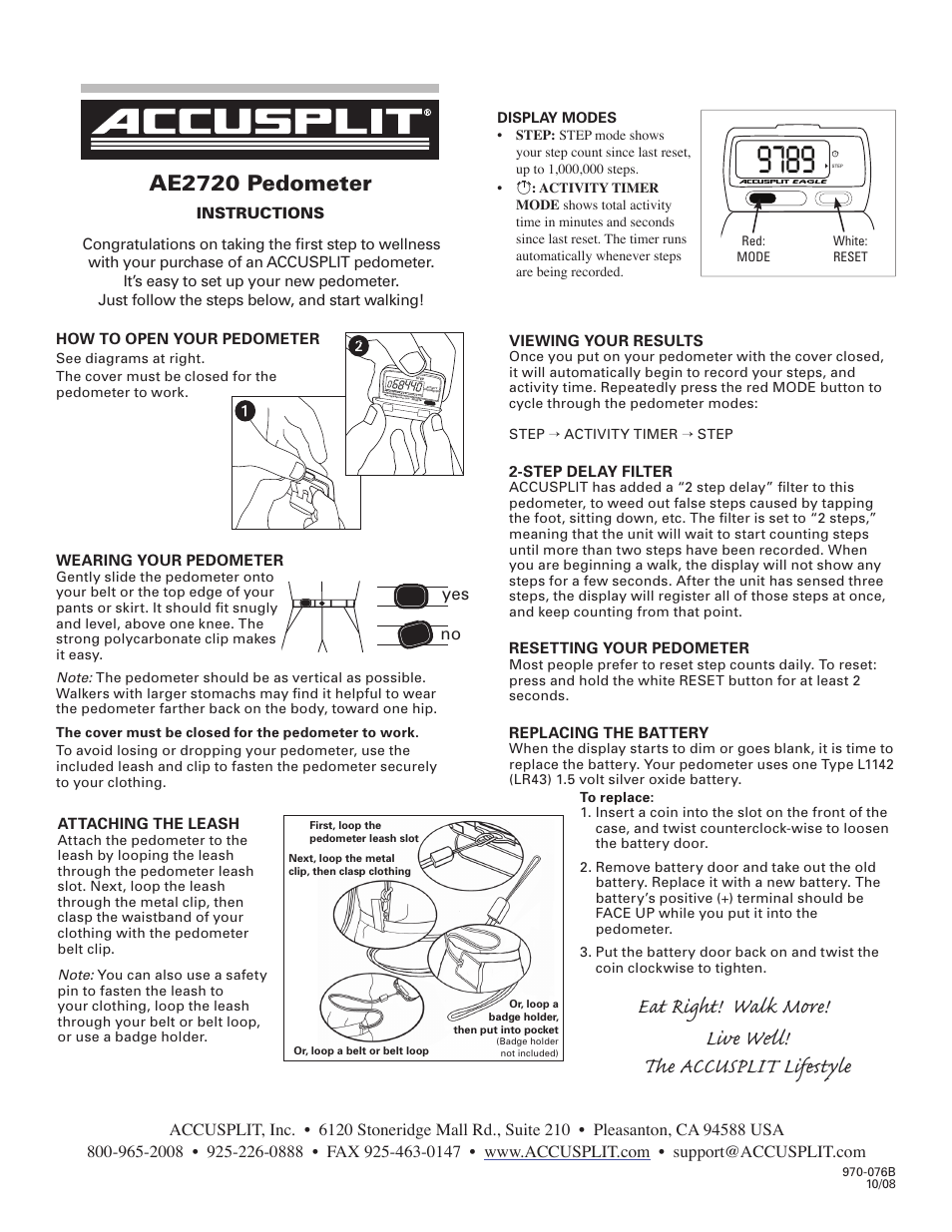 Accusplit AE2720 User Manual | 1 page