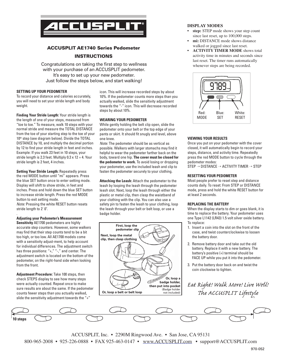 Accusplit AE1740 User Manual | 1 page