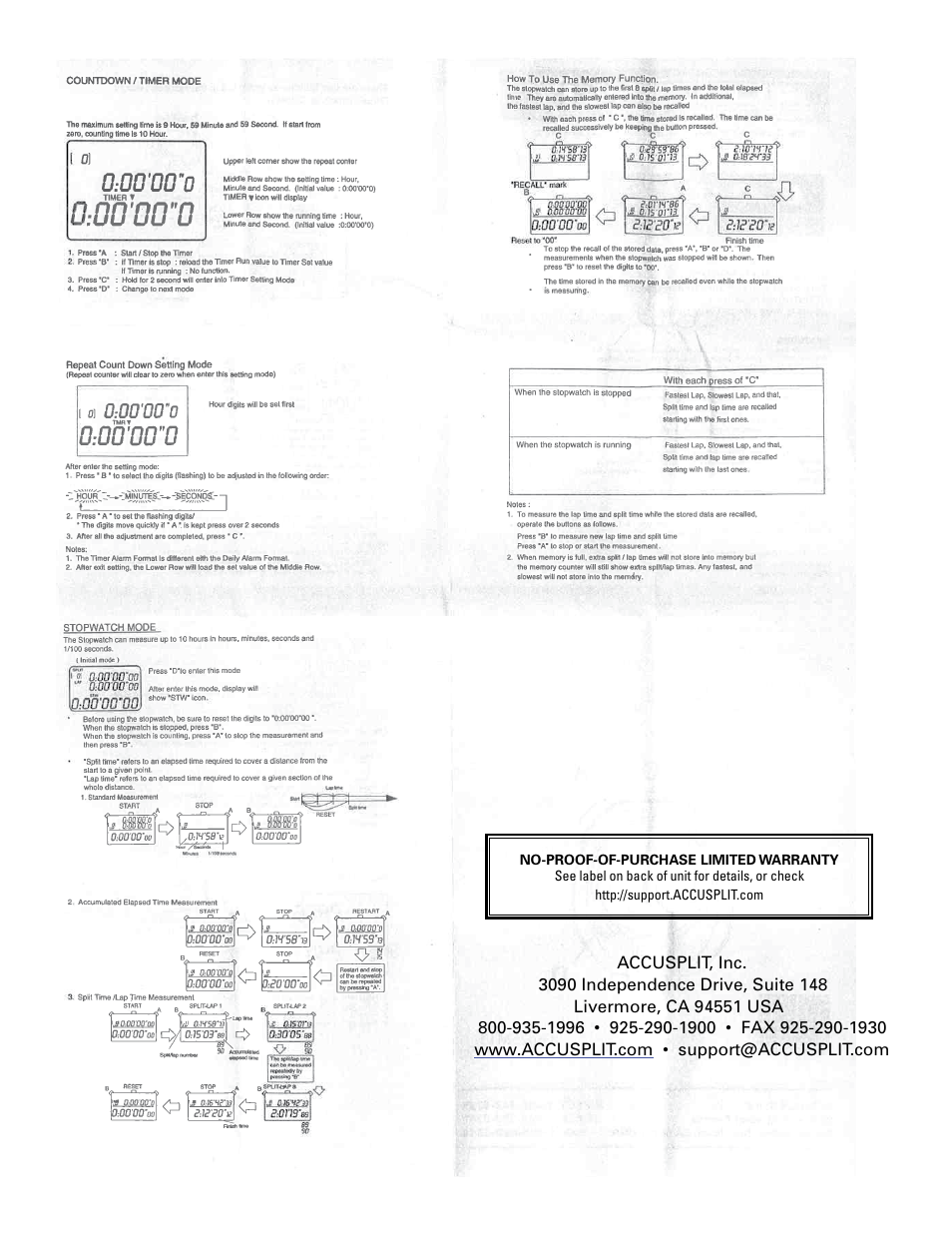 Accusplit Eagle AE625M13 User Manual | Page 2 / 2