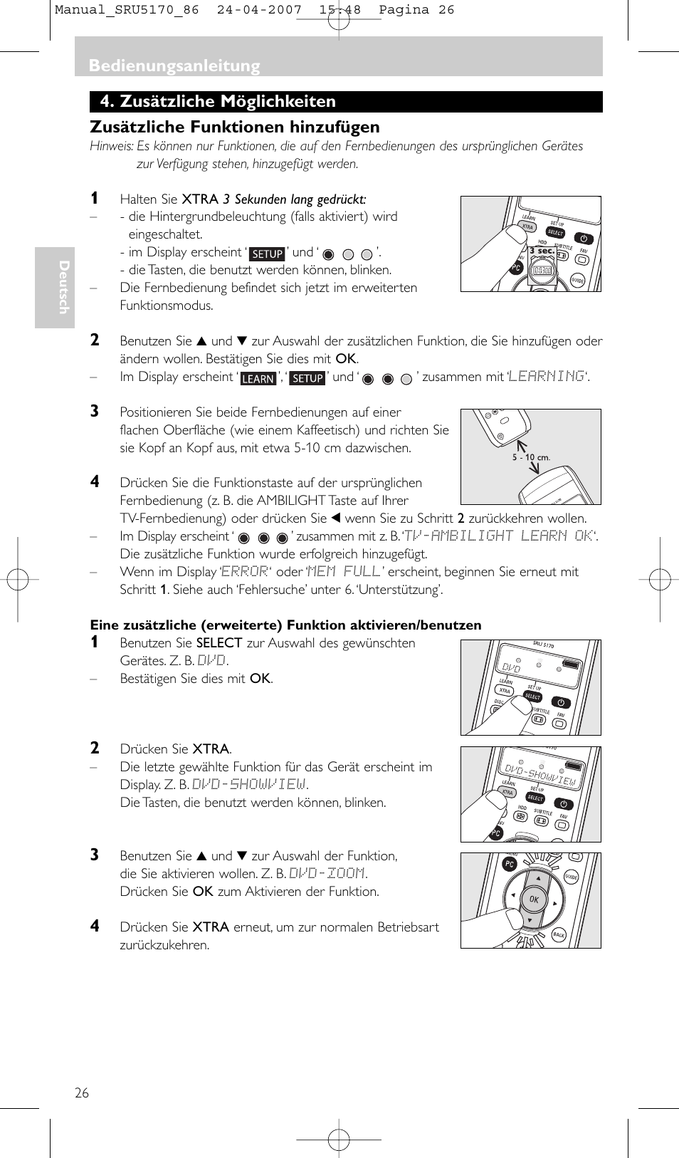 Bedienungsanleitung | Philips Télécommande universelle User Manual | Page 26 / 80