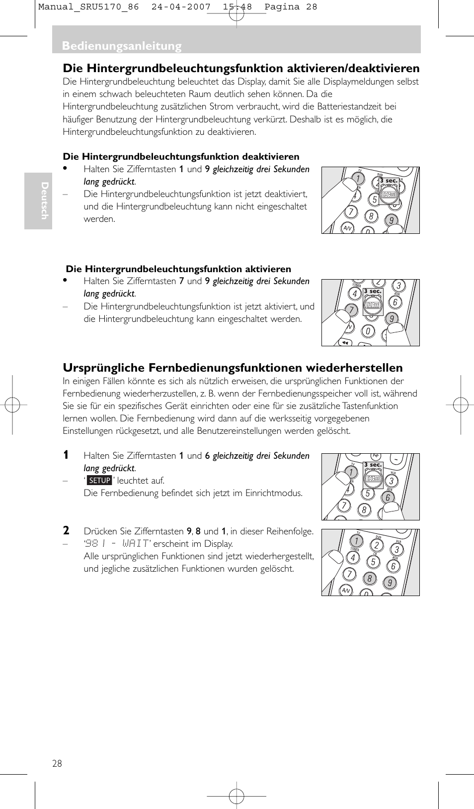 Bedienungsanleitung | Philips Télécommande universelle User Manual | Page 28 / 80