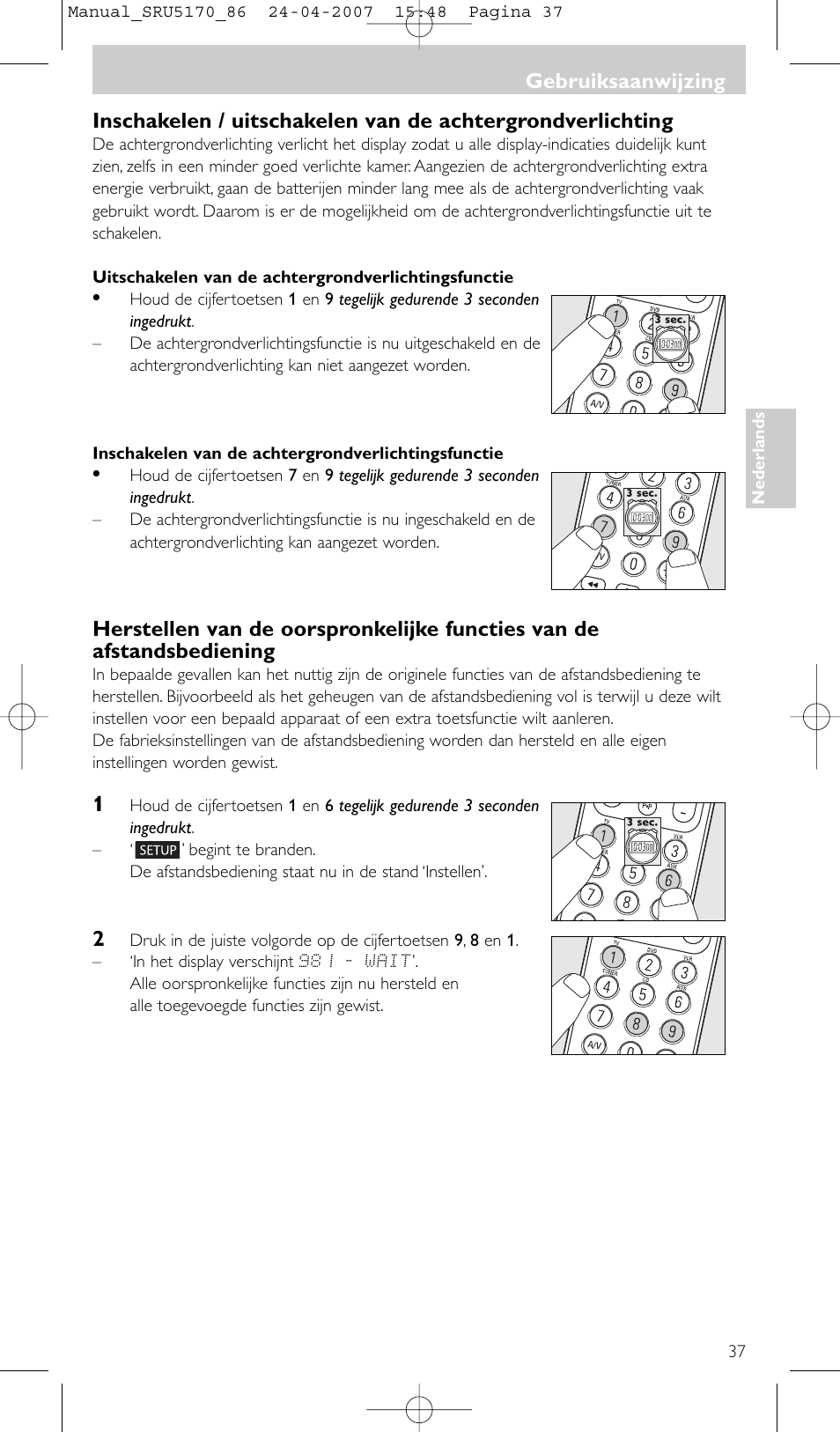 Gebruiksaanwijzing | Philips Télécommande universelle User Manual | Page 37 / 80