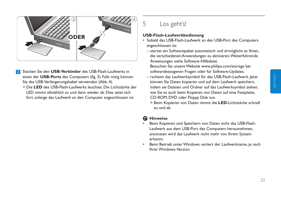 5los geht’s, Oder | Philips Clé USB User Manual | Page 23 / 98